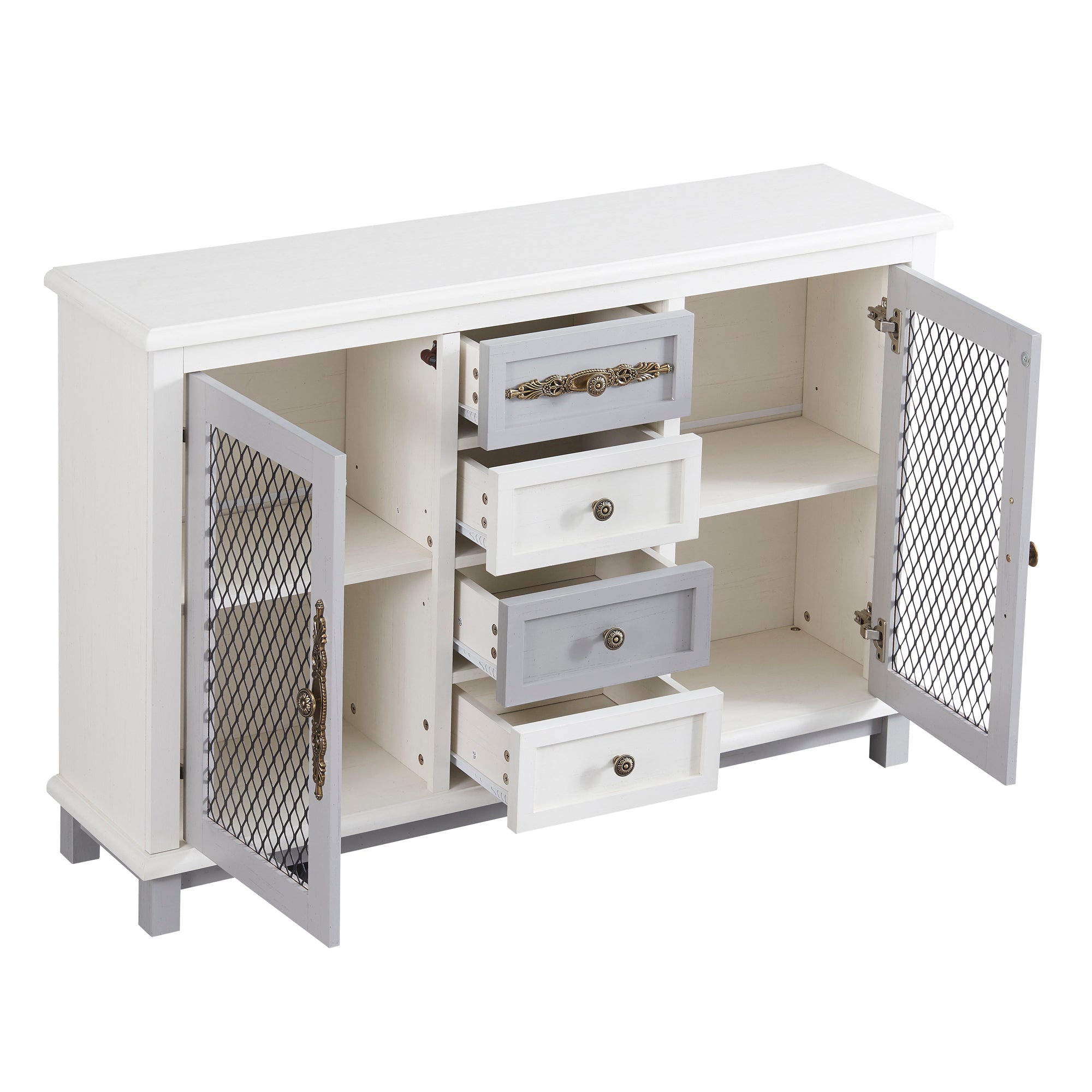 48" Wide Wood 4 Drawer Sideboard