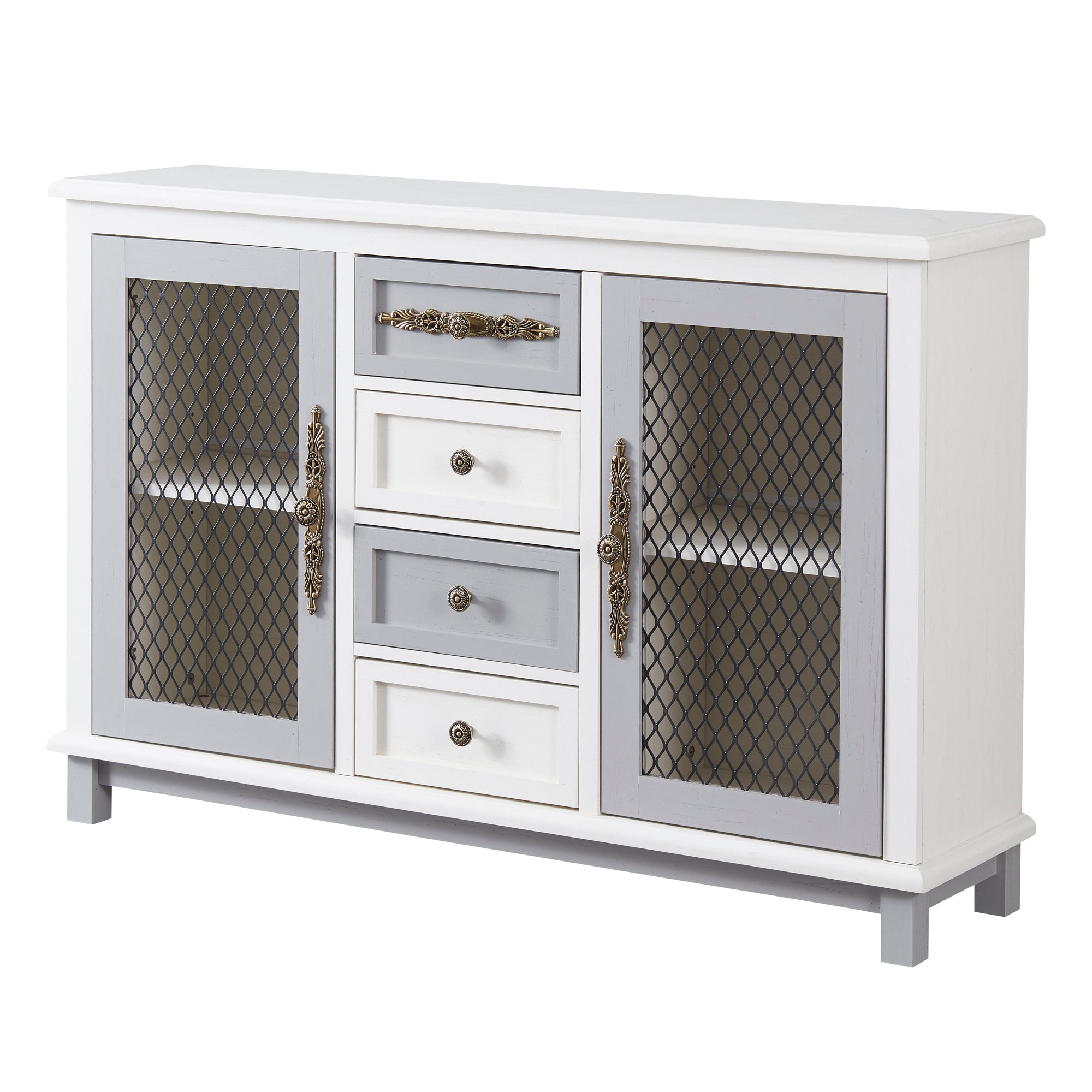 48" Wide Wood 4 Drawer Sideboard
