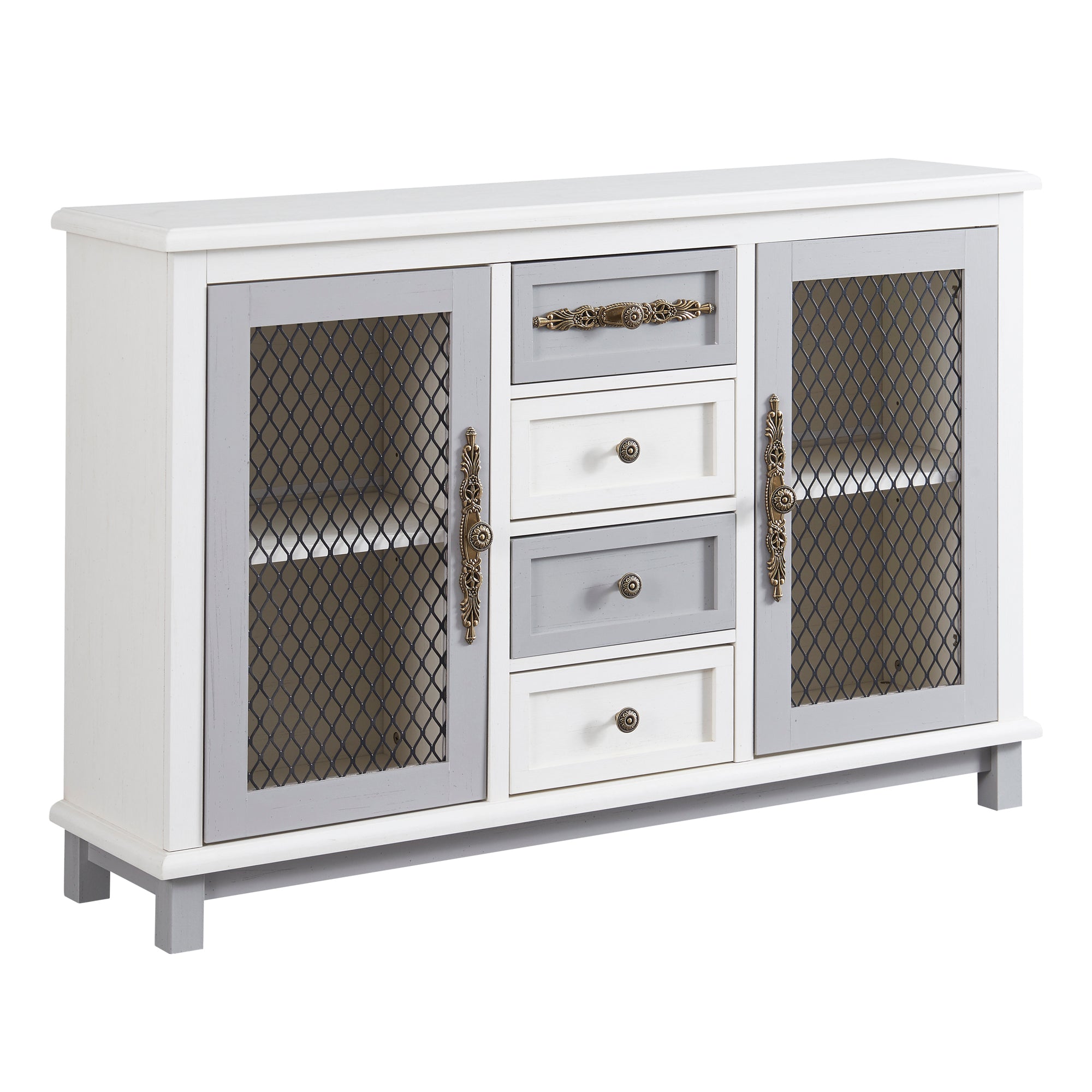 48" Wide Wood 4 Drawer Sideboard