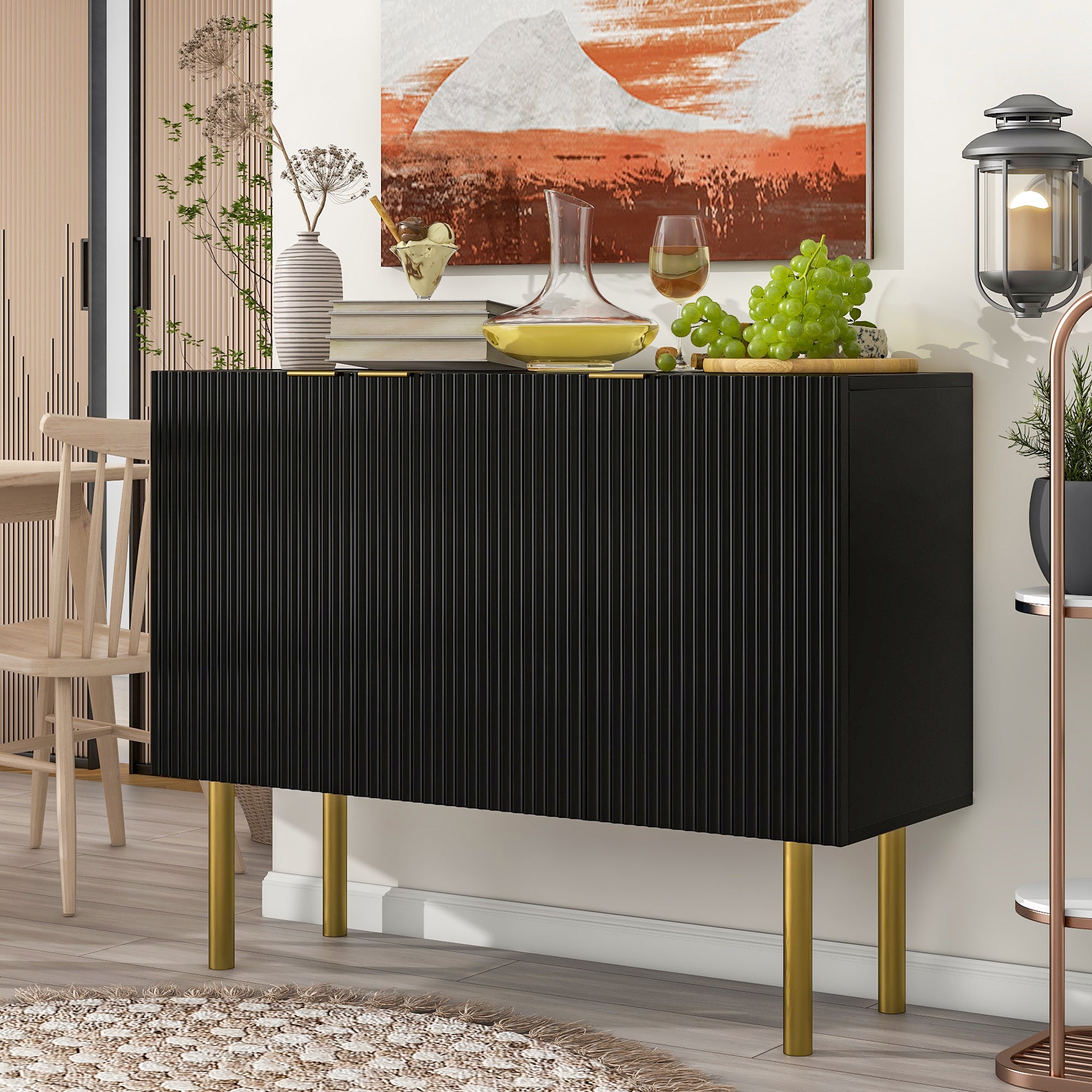47" Wide Wood 3-door Sideboard