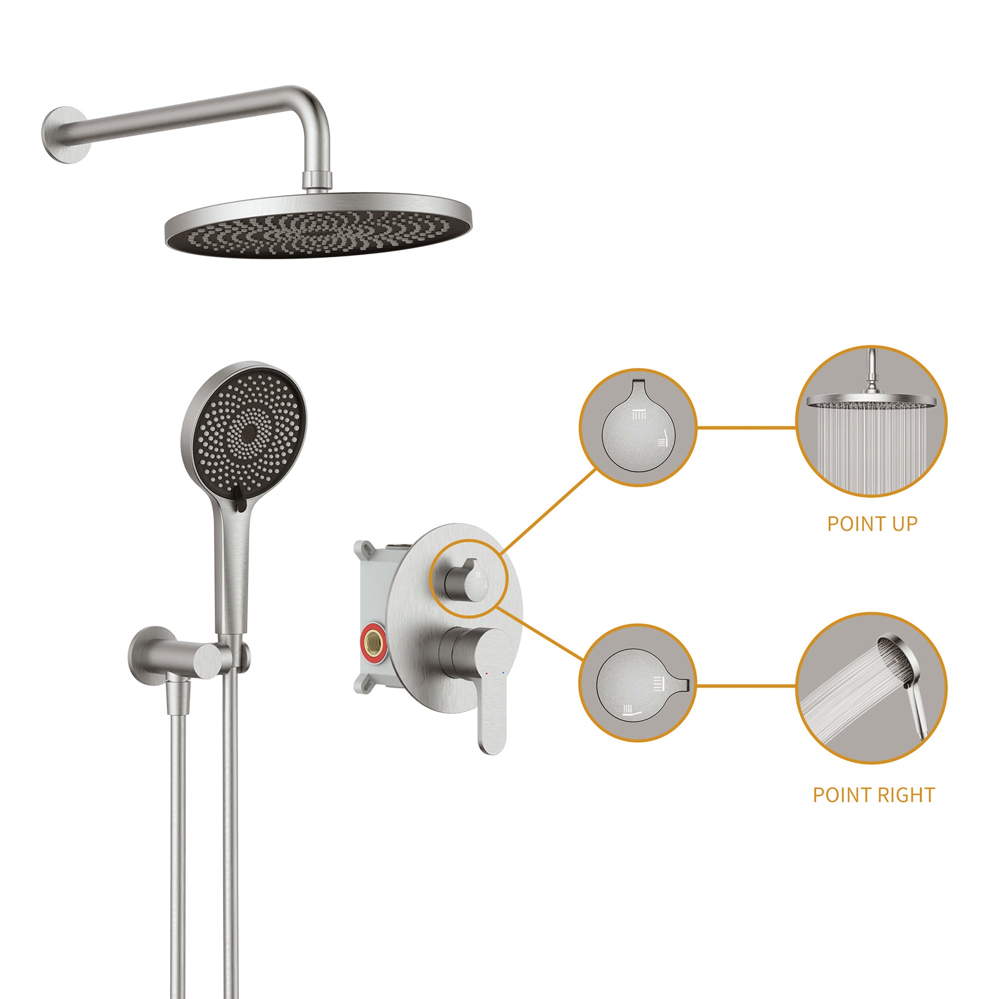 10-inch Wall-Mounted Round Shower System with Rough-in Valve and Handheld Shower