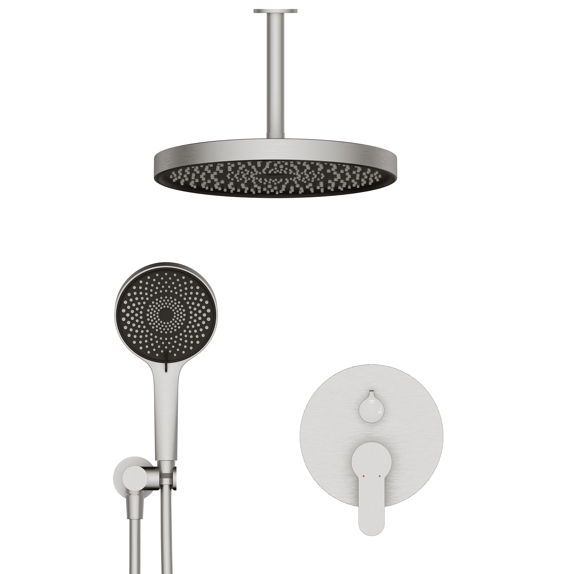 12 inch Wall-Mounted Round Shower System with Rough-in Valve and Handheld Shower