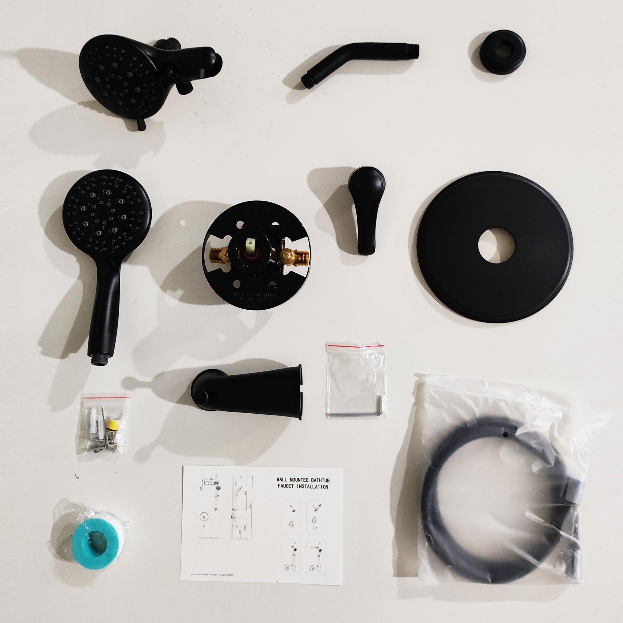 4 inch Wall-Mounted Round Shower System with Rough-in Valve, Handheld Shower, Tub Faucet