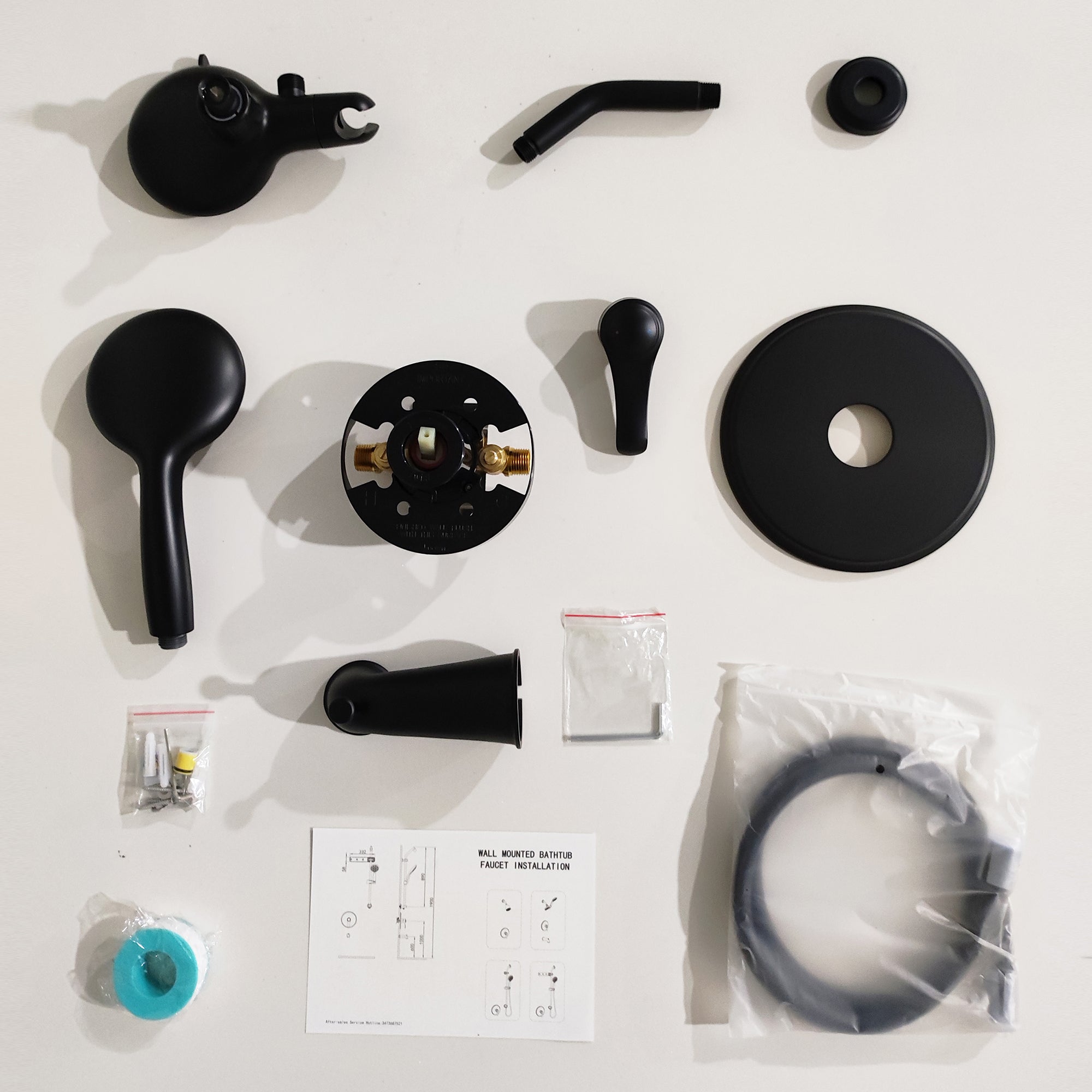 4 inch Wall-Mounted Round Shower System with Rough-in Valve, Handheld Shower, Tub Faucet
