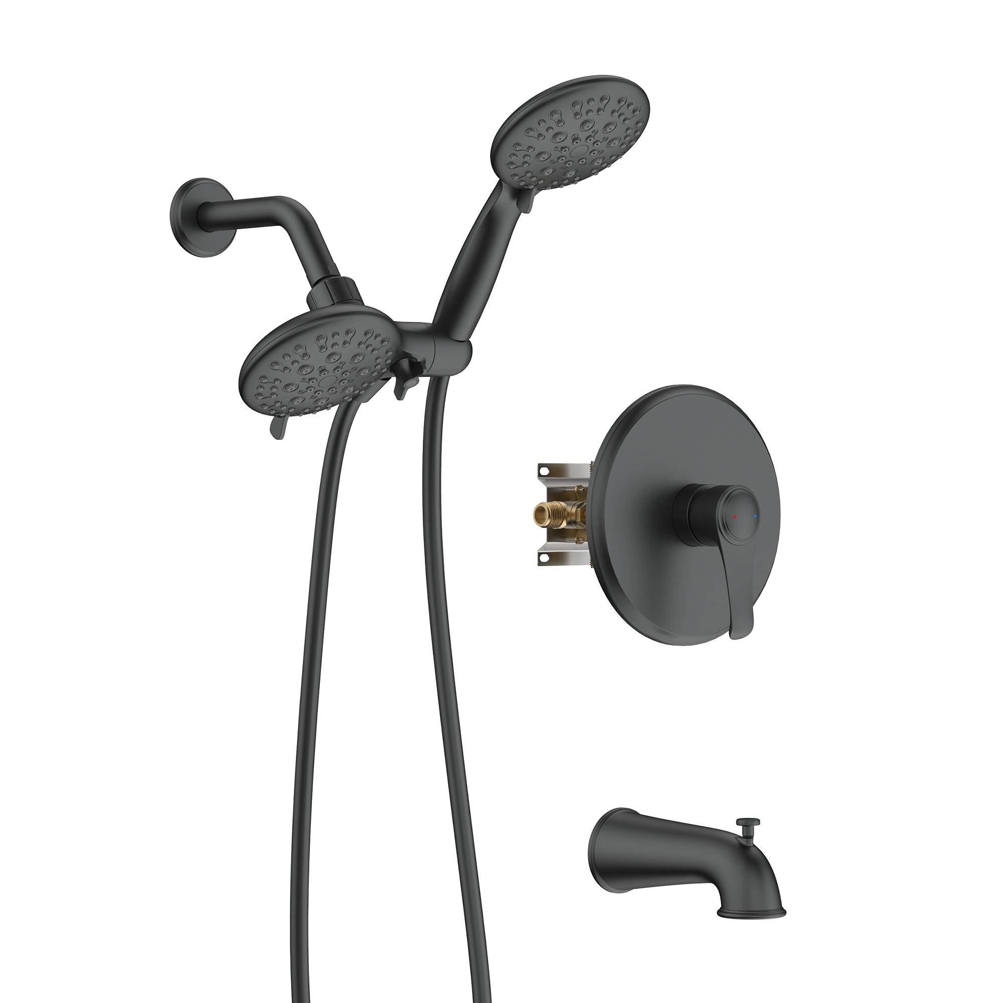 4 inch Wall-Mounted Round Shower System with Rough-in Valve, Handheld Shower, Tub Faucet