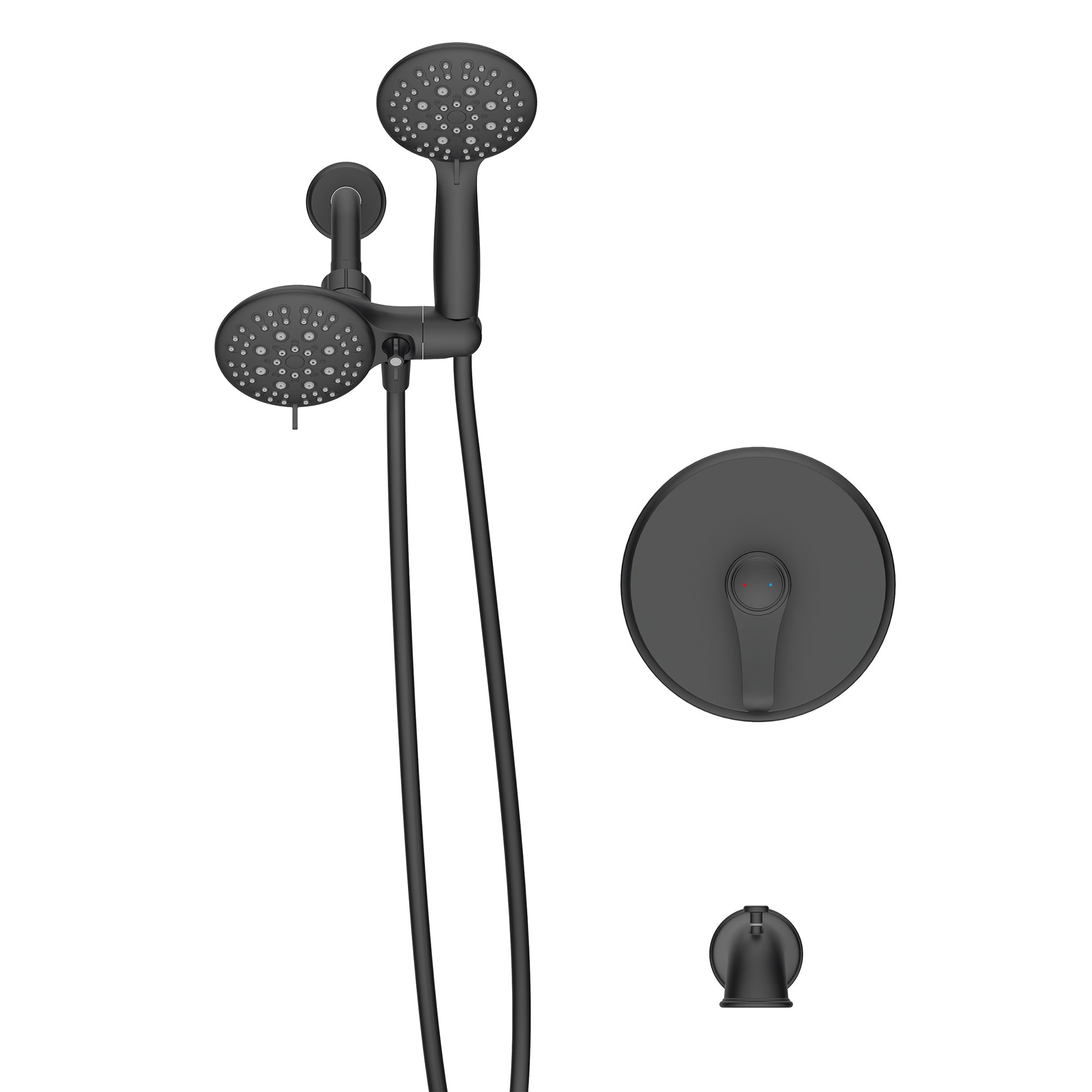 4 inch Wall-Mounted Round Shower System with Rough-in Valve, Handheld Shower, Tub Faucet