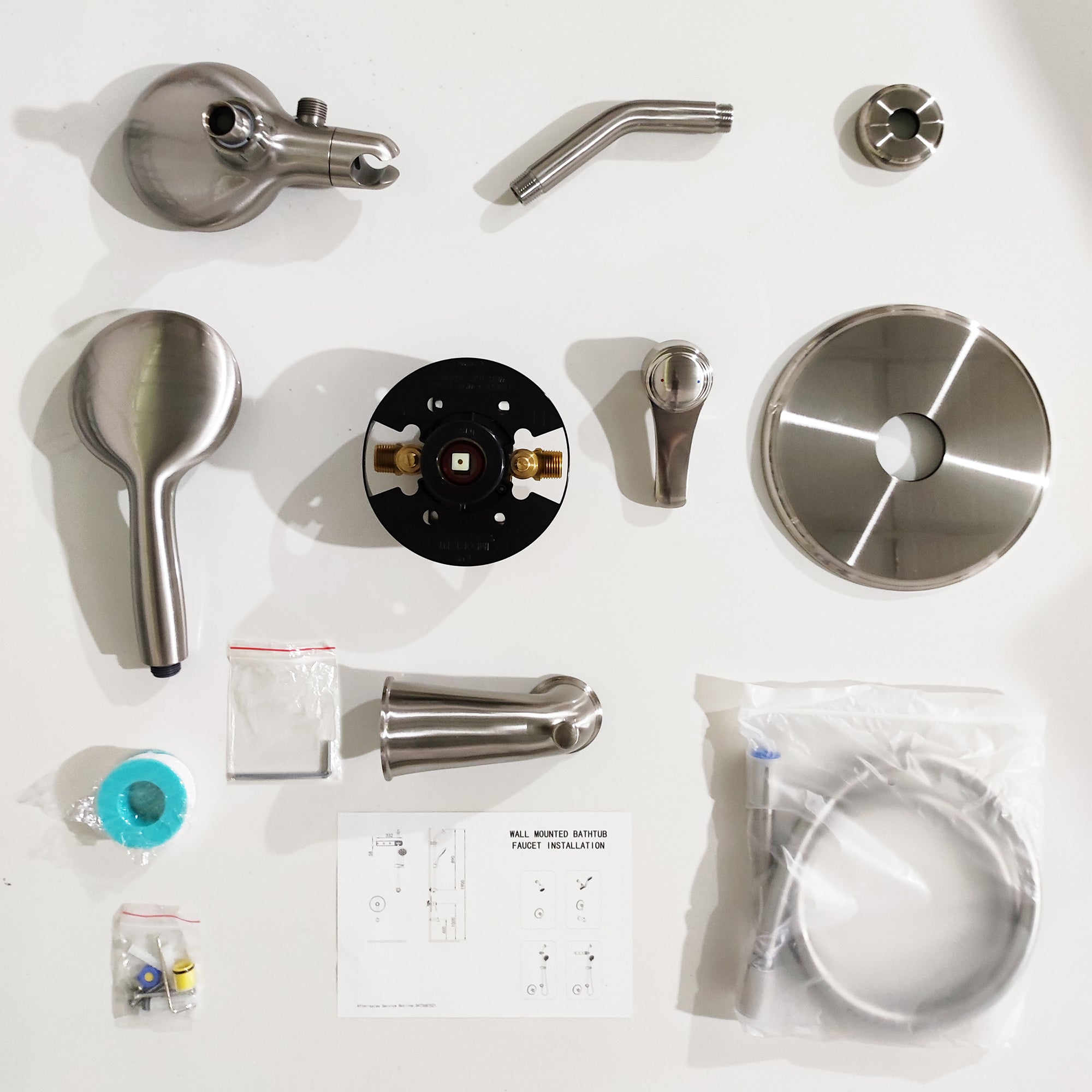 4 inch Wall-Mounted Round Shower System with Rough-in Valve, Handheld Shower, Tub Faucet