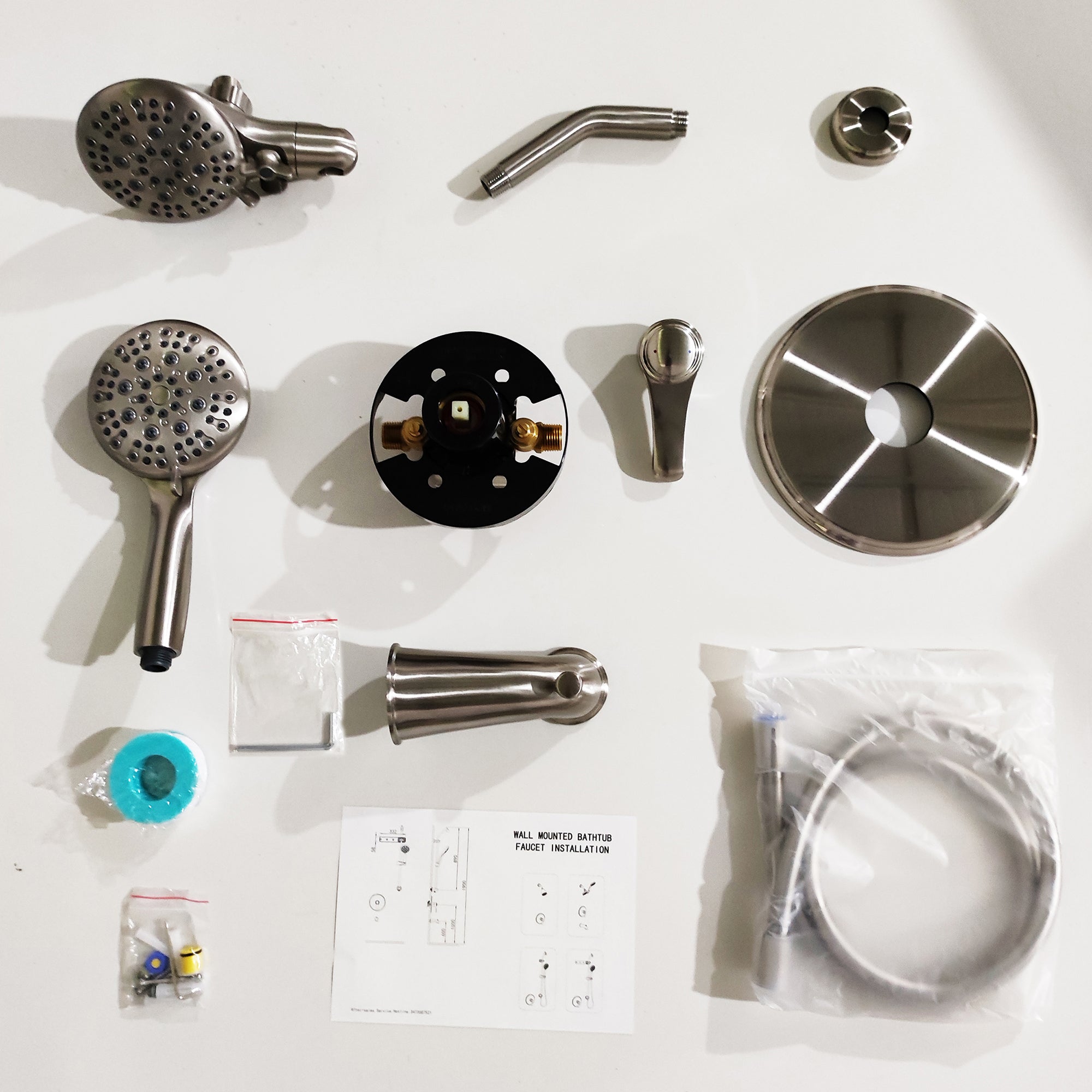 4 inch Wall-Mounted Round Shower System with Rough-in Valve, Handheld Shower, Tub Faucet