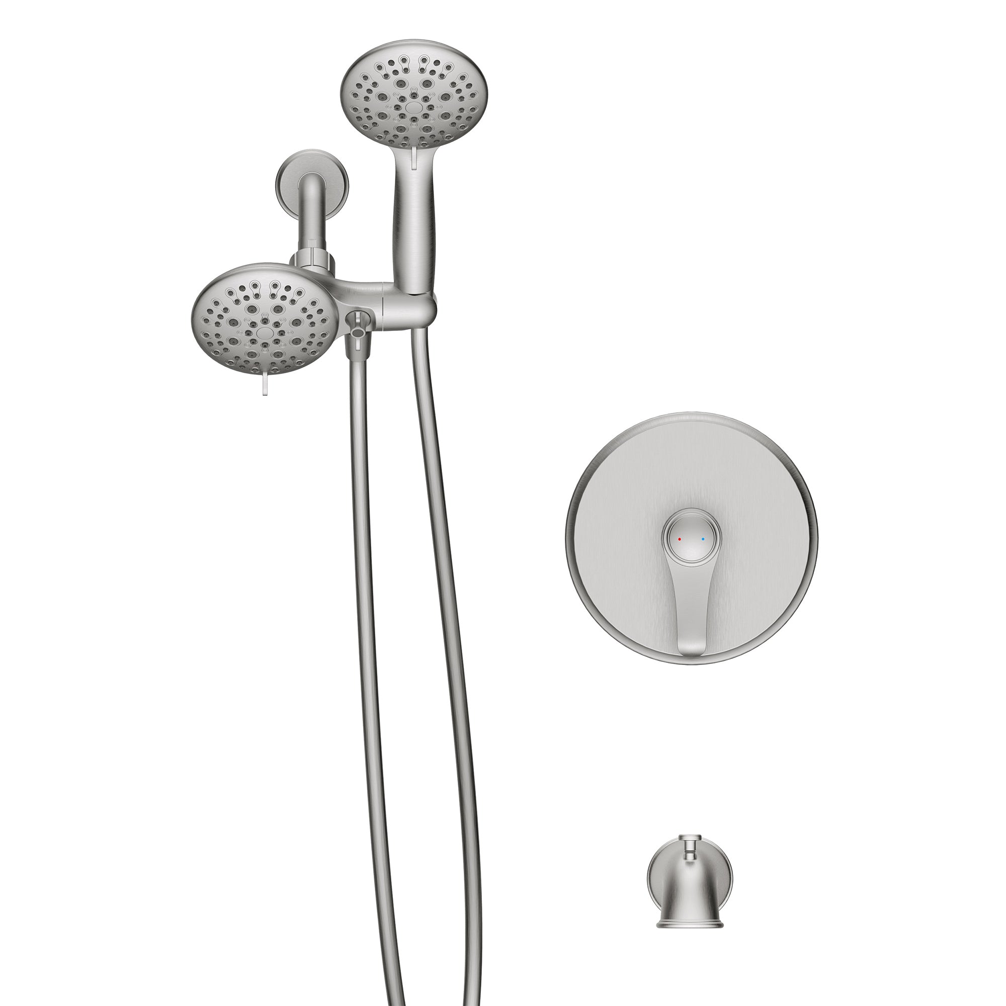 4 inch Wall-Mounted Round Shower System with Rough-in Valve, Handheld Shower, Tub Faucet