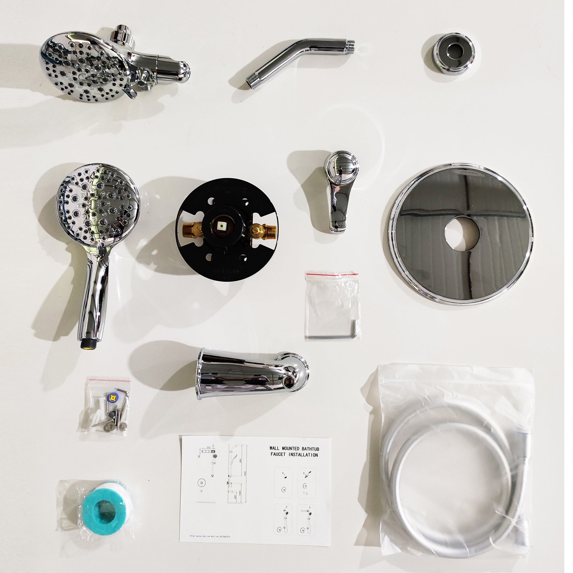 4 inch Wall-Mounted Round Shower System with Rough-in Valve, Handheld Shower, Tub Faucet
