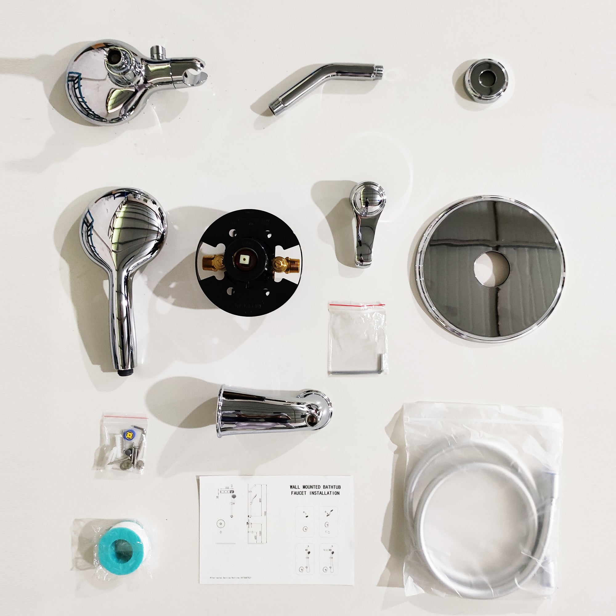 4 inch Wall-Mounted Round Shower System with Rough-in Valve, Handheld Shower, Tub Faucet