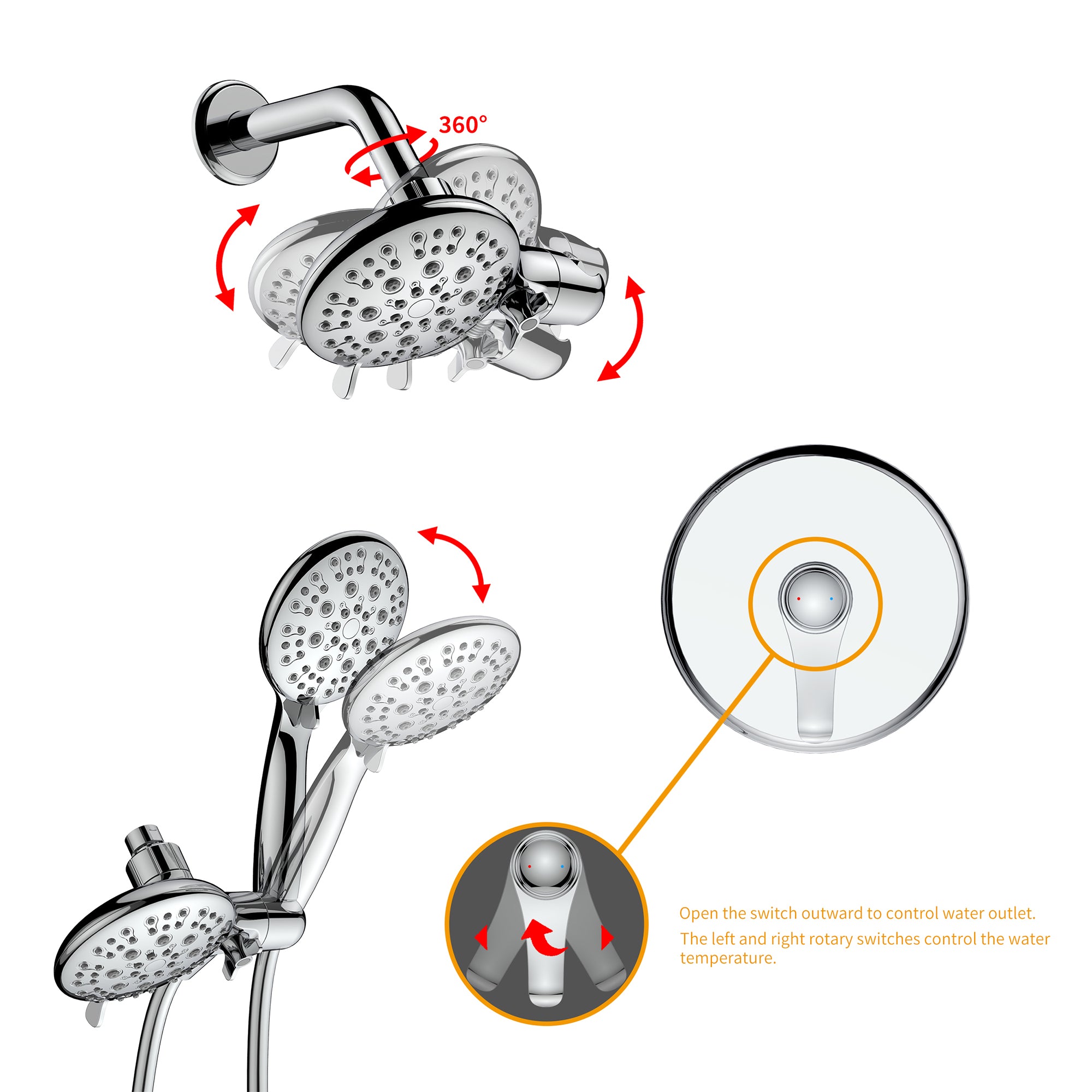4 inch Wall-Mounted Round Shower System with Rough-in Valve, Handheld Shower, Tub Faucet