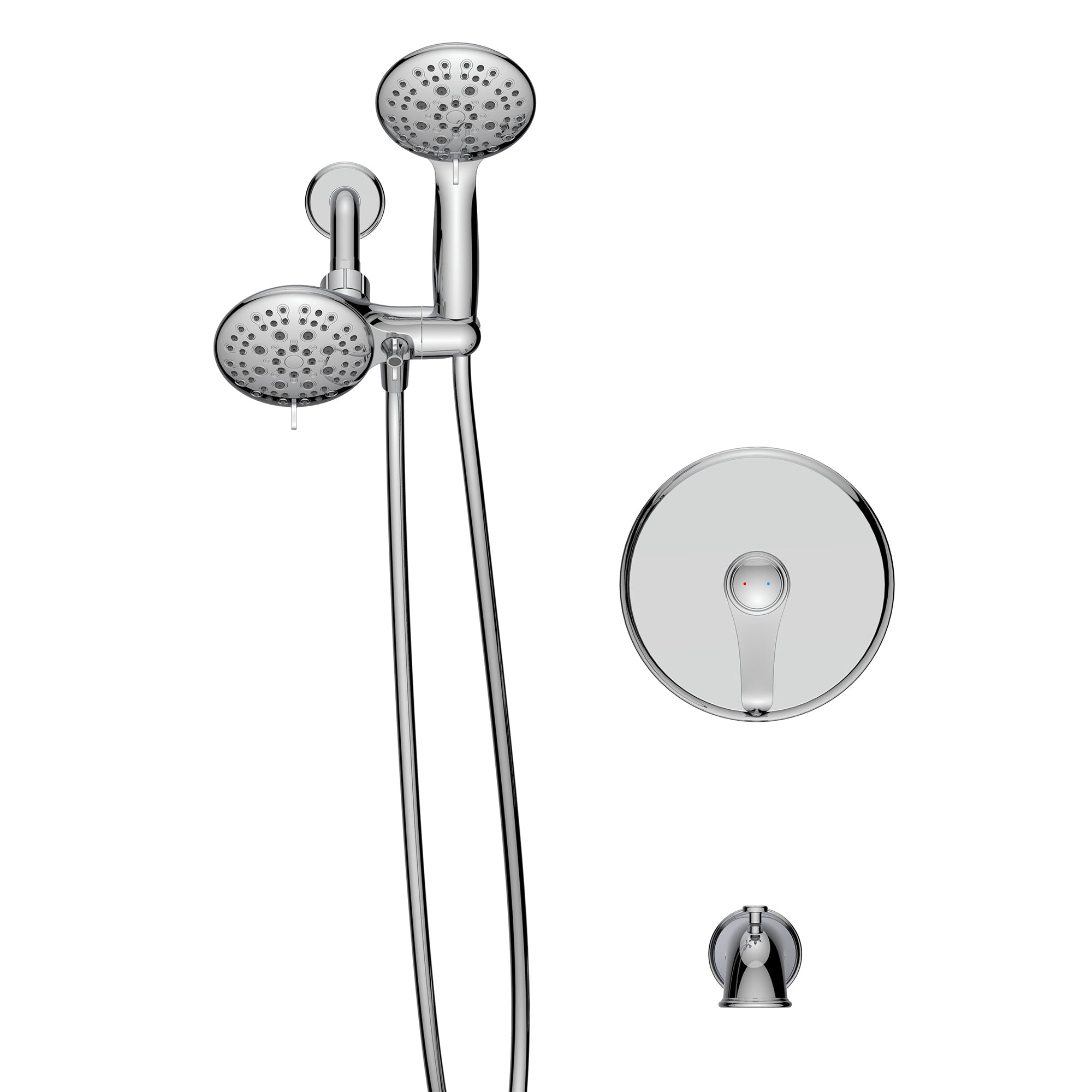4 inch Wall-Mounted Round Shower System with Rough-in Valve, Handheld Shower, Tub Faucet
