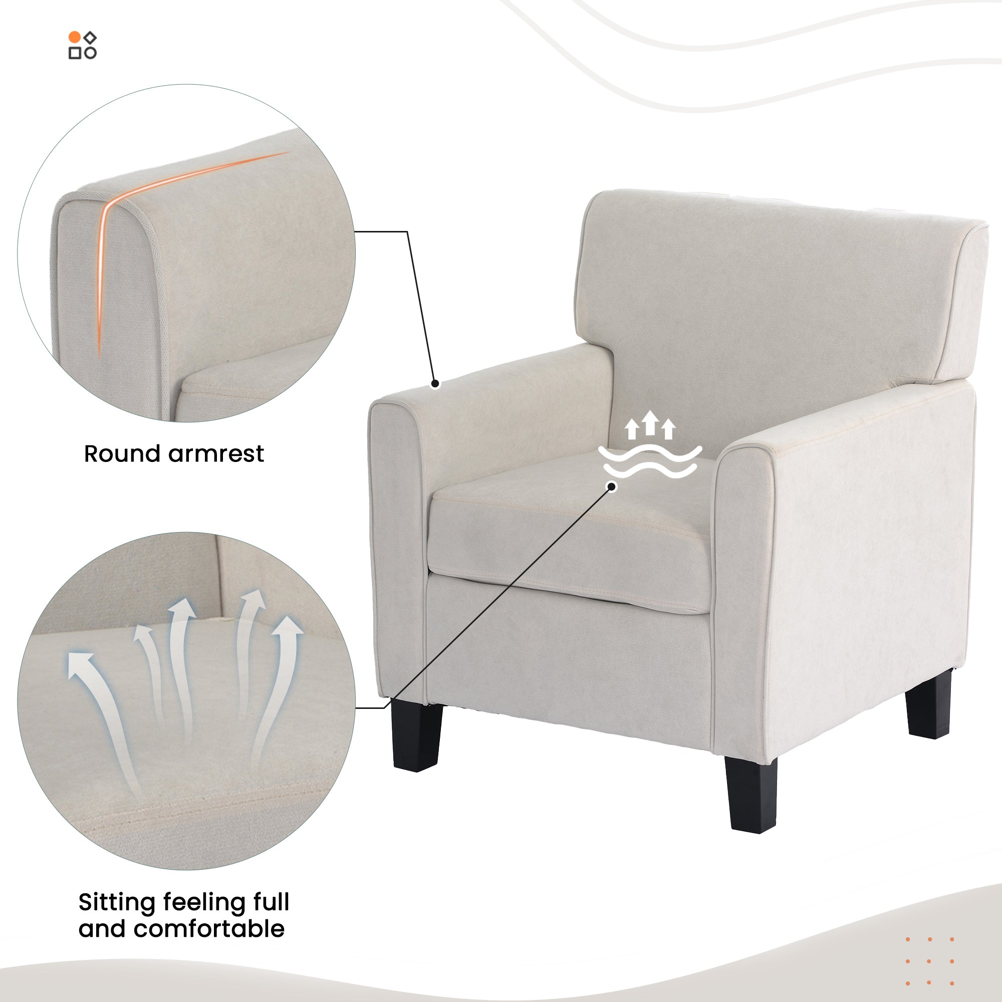 29" Wide Armchair with Solid Wood Legs