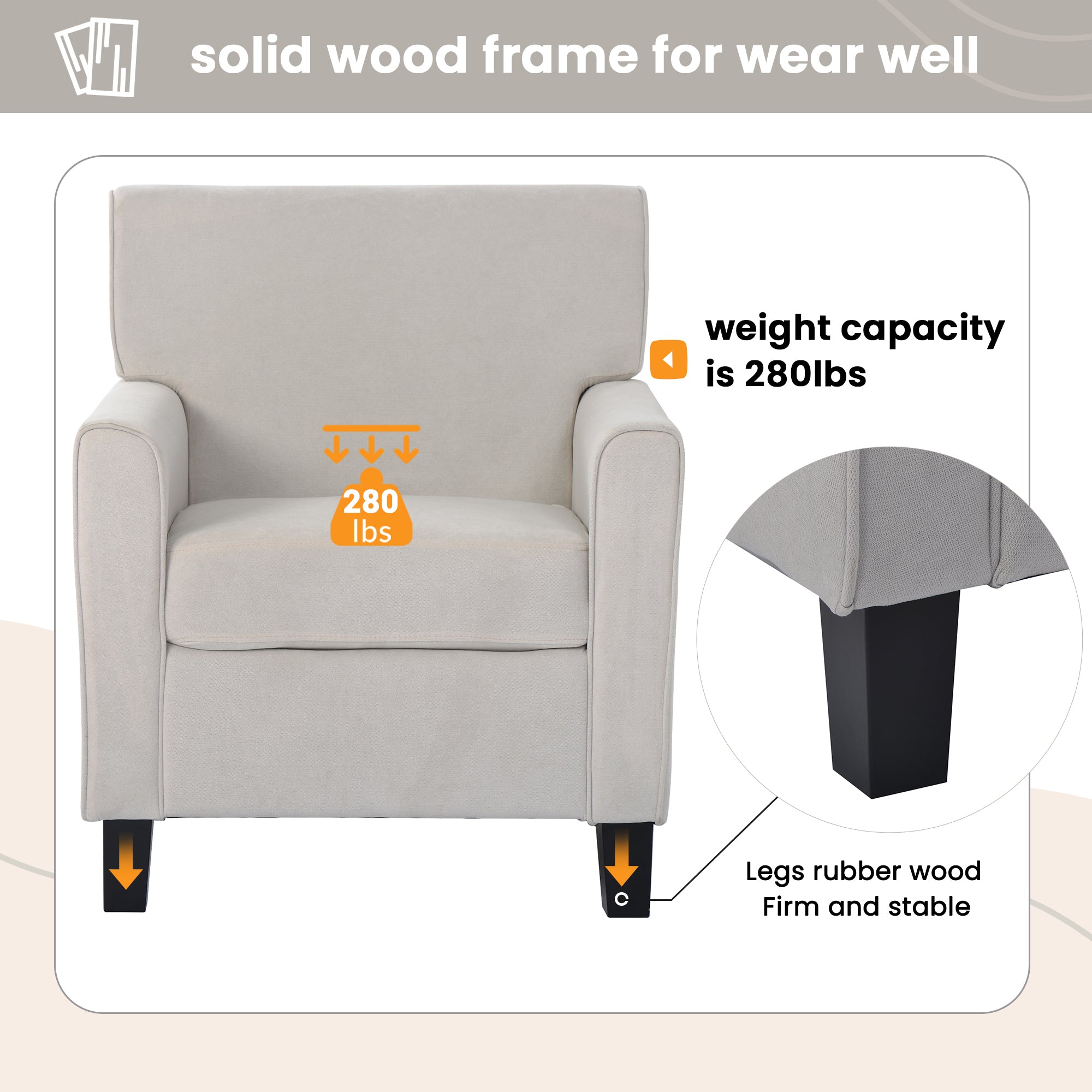 29" Wide Armchair with Solid Wood Legs