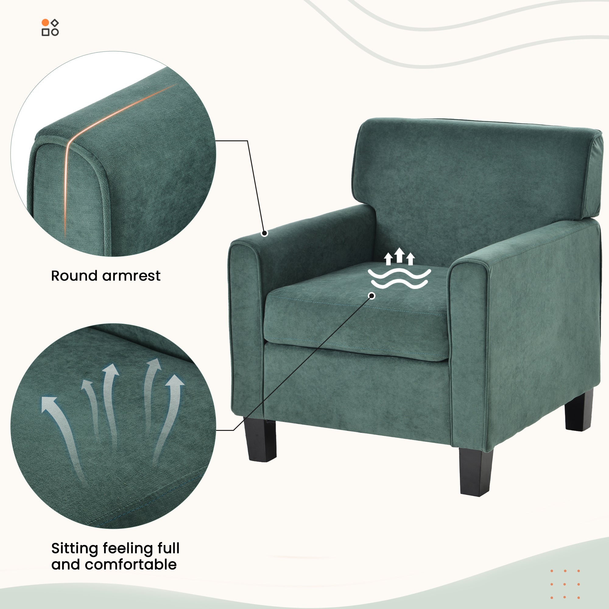 29" Wide Armchair with Solid Wood Legs