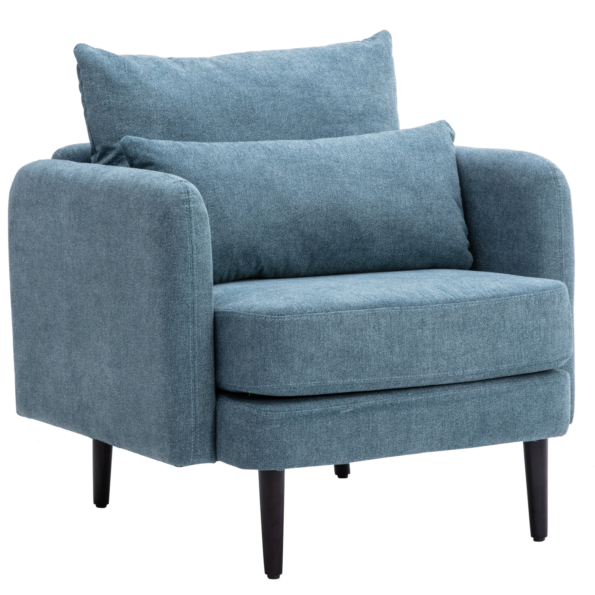 Velvet Polyester Upholstered Armchair with Pillow