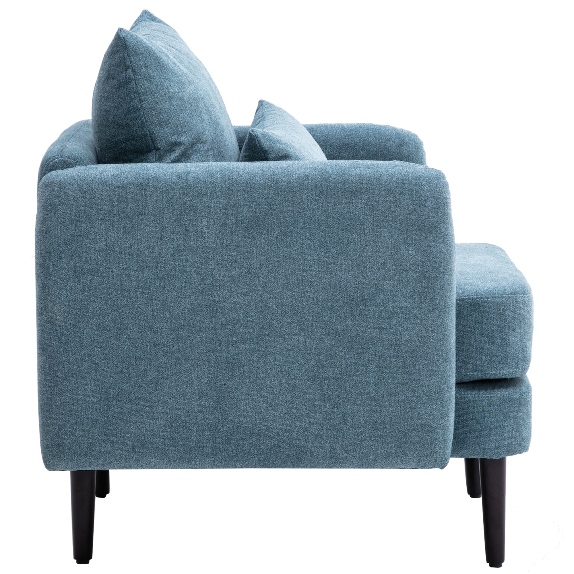 Velvet Polyester Upholstered Armchair with Pillow