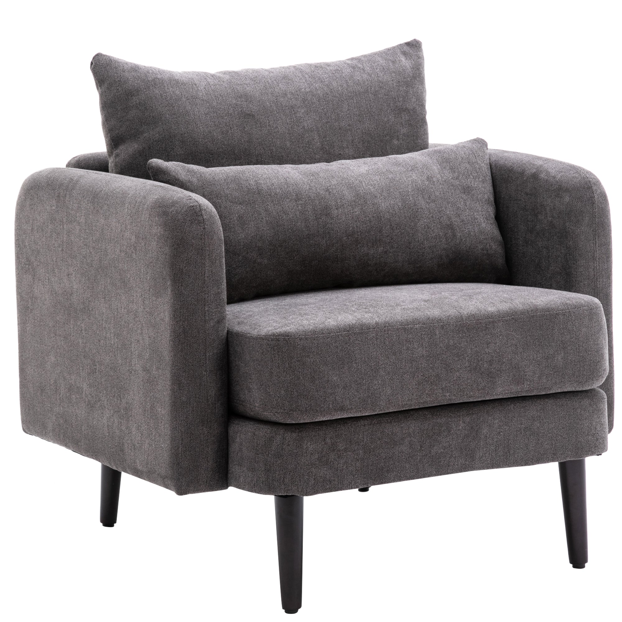 Velvet Polyester Upholstered Armchair with Pillow