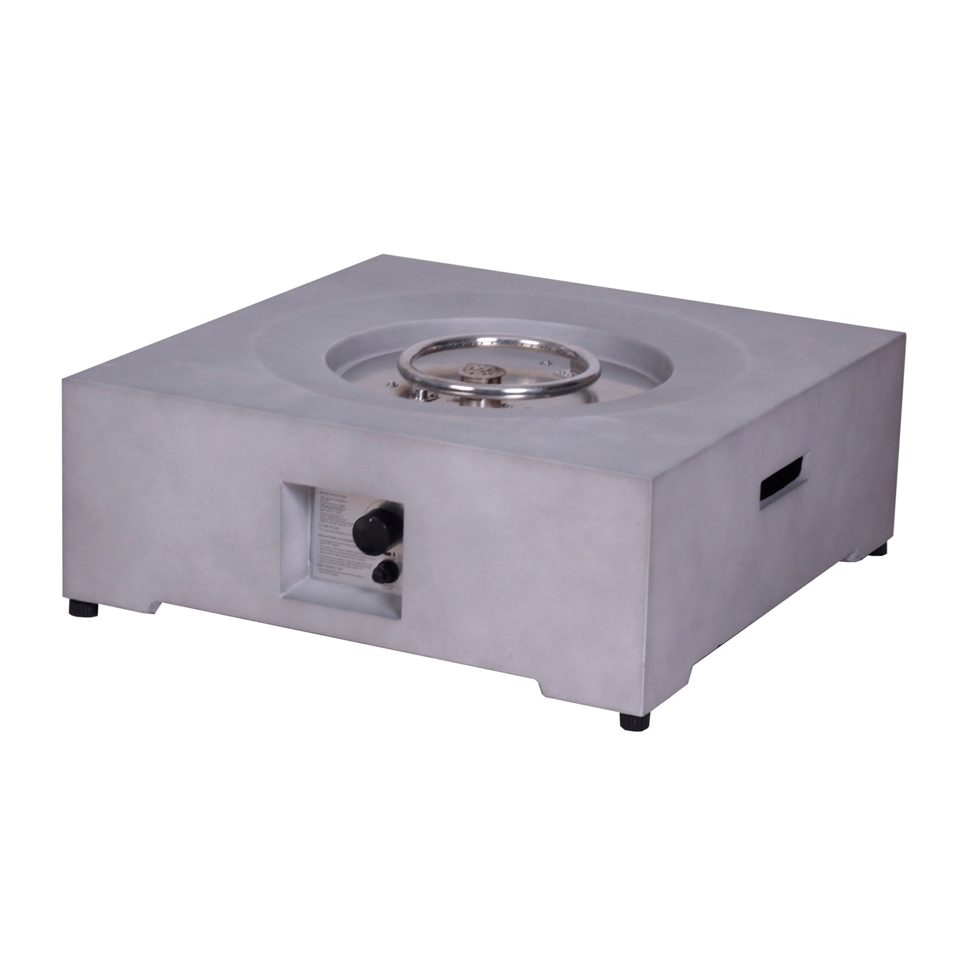 Square Faux Stone Outdoor Fire Pit with Rain Cover