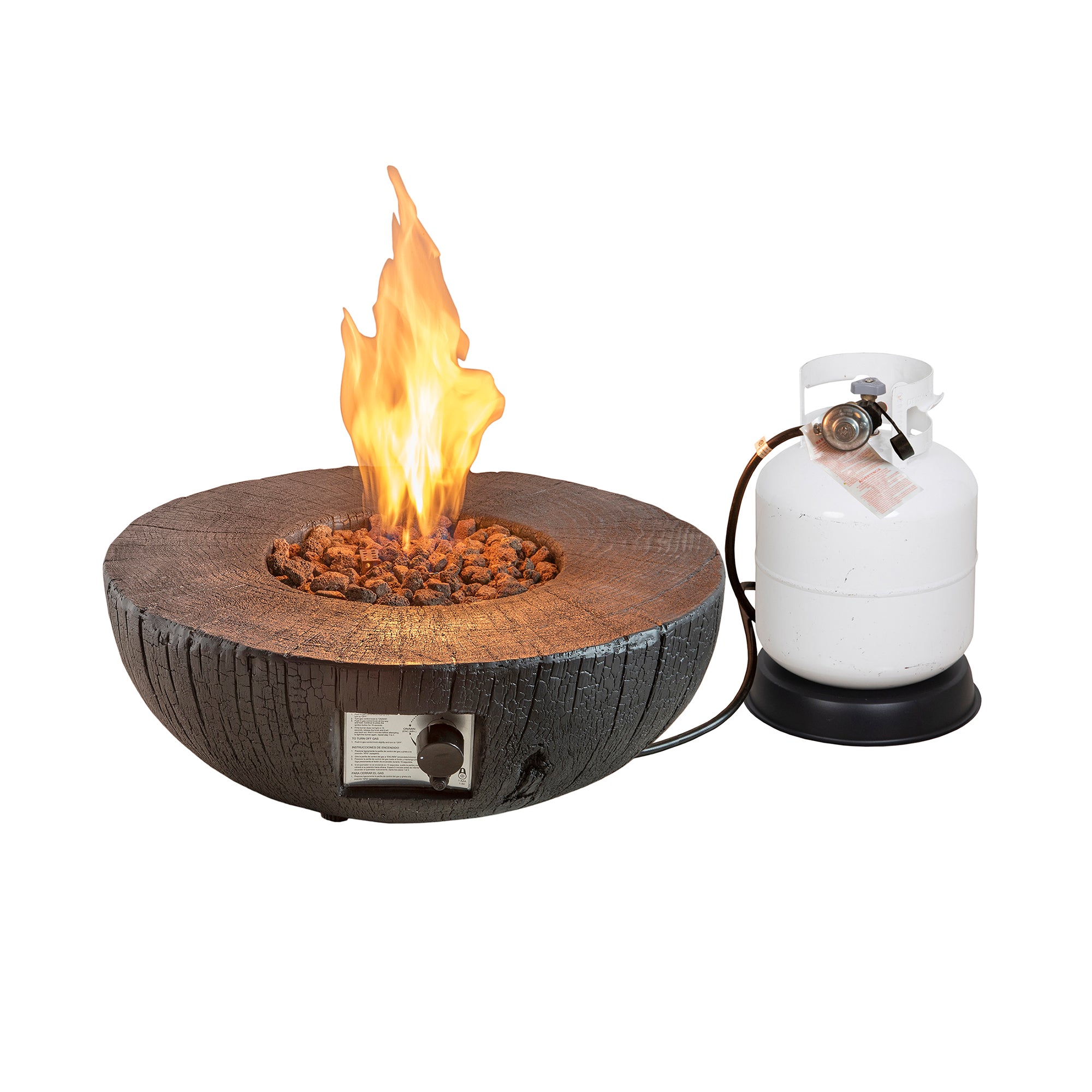 Round Faux Stone Outdoor Fire Pit with Rain Cover