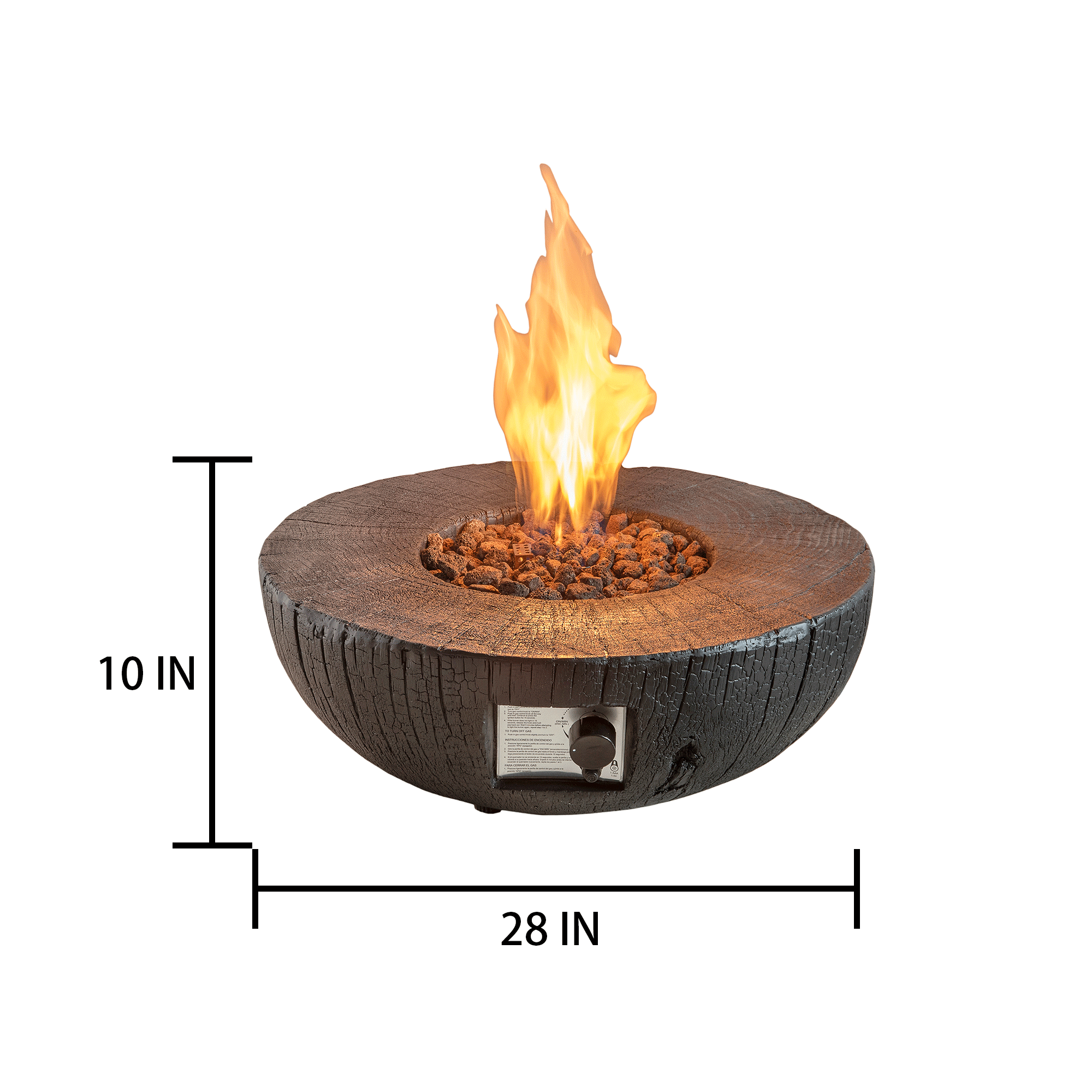 Round Faux Stone Outdoor Fire Pit with Rain Cover