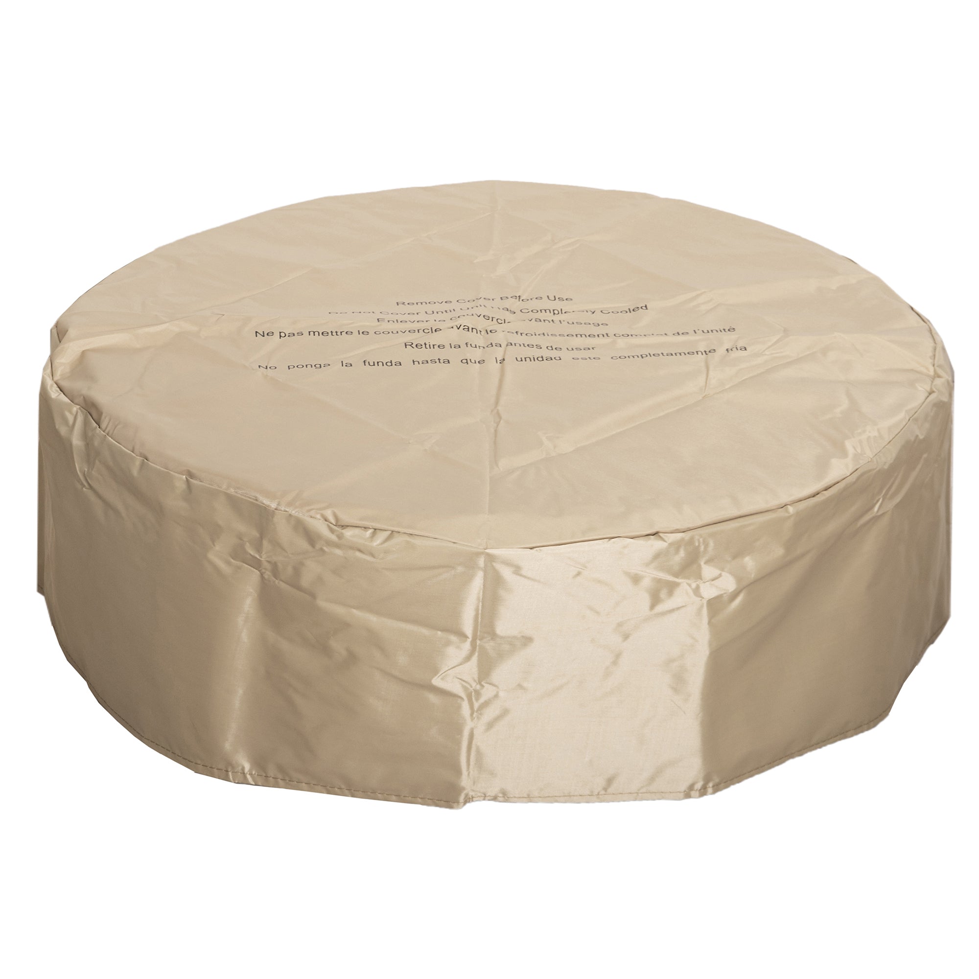 Round Faux Stone Outdoor Fire Pit with Rain Cover