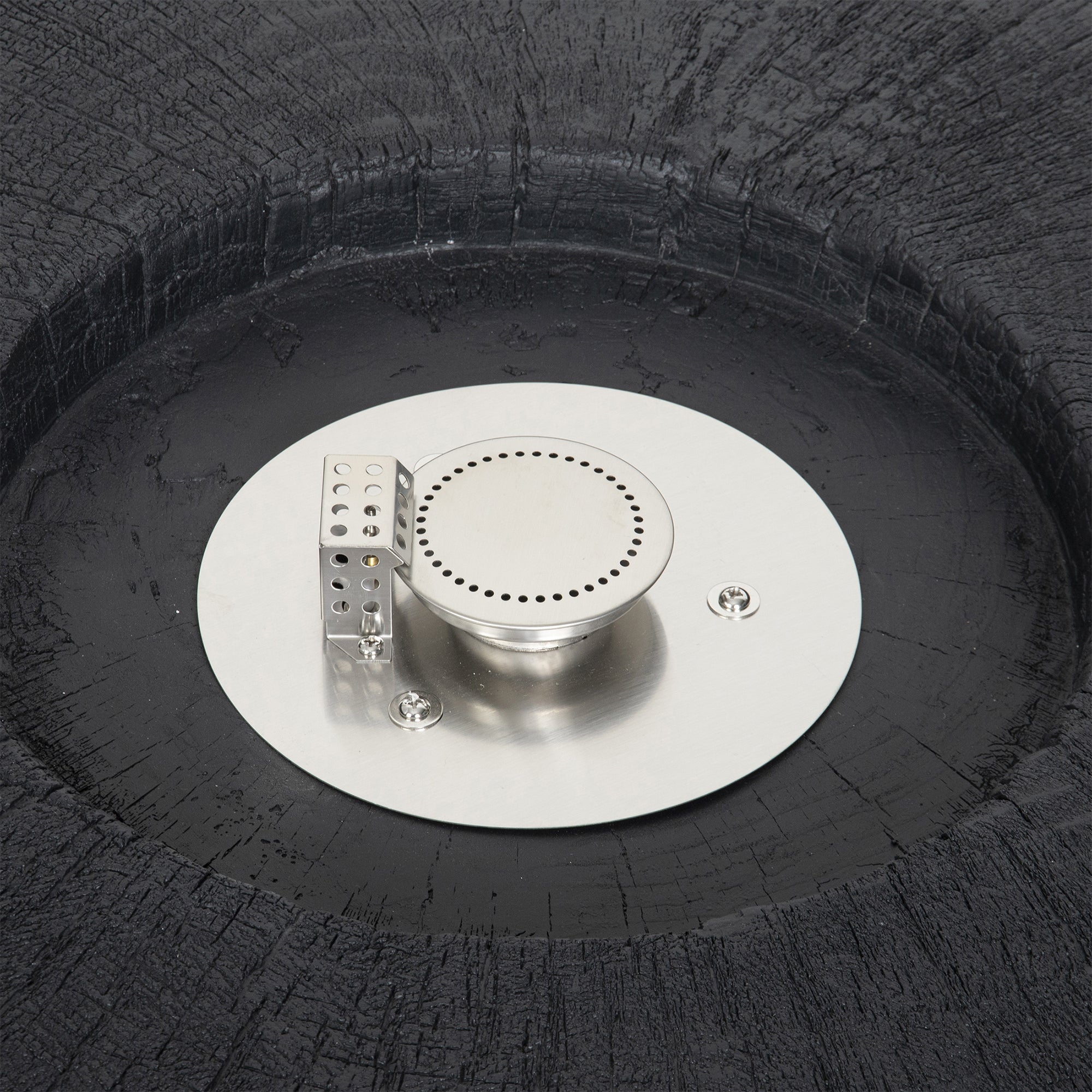 Round Faux Stone Outdoor Fire Pit with Rain Cover