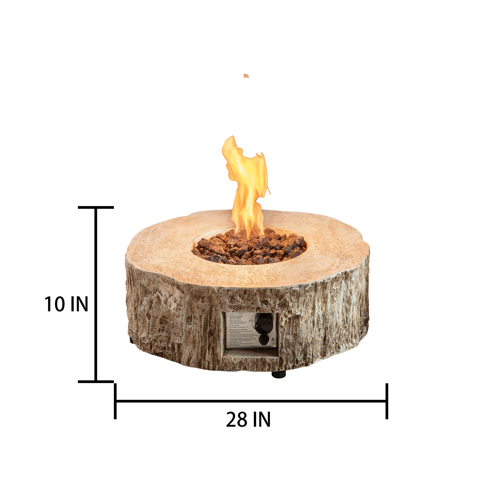 Round Faux Stone Outdoor Fire Pit with Rain Cover
