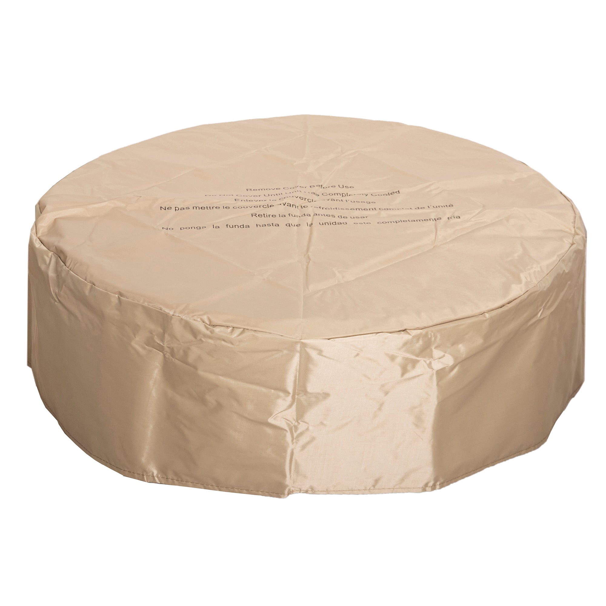 Round Faux Stone Outdoor Fire Pit with Rain Cover
