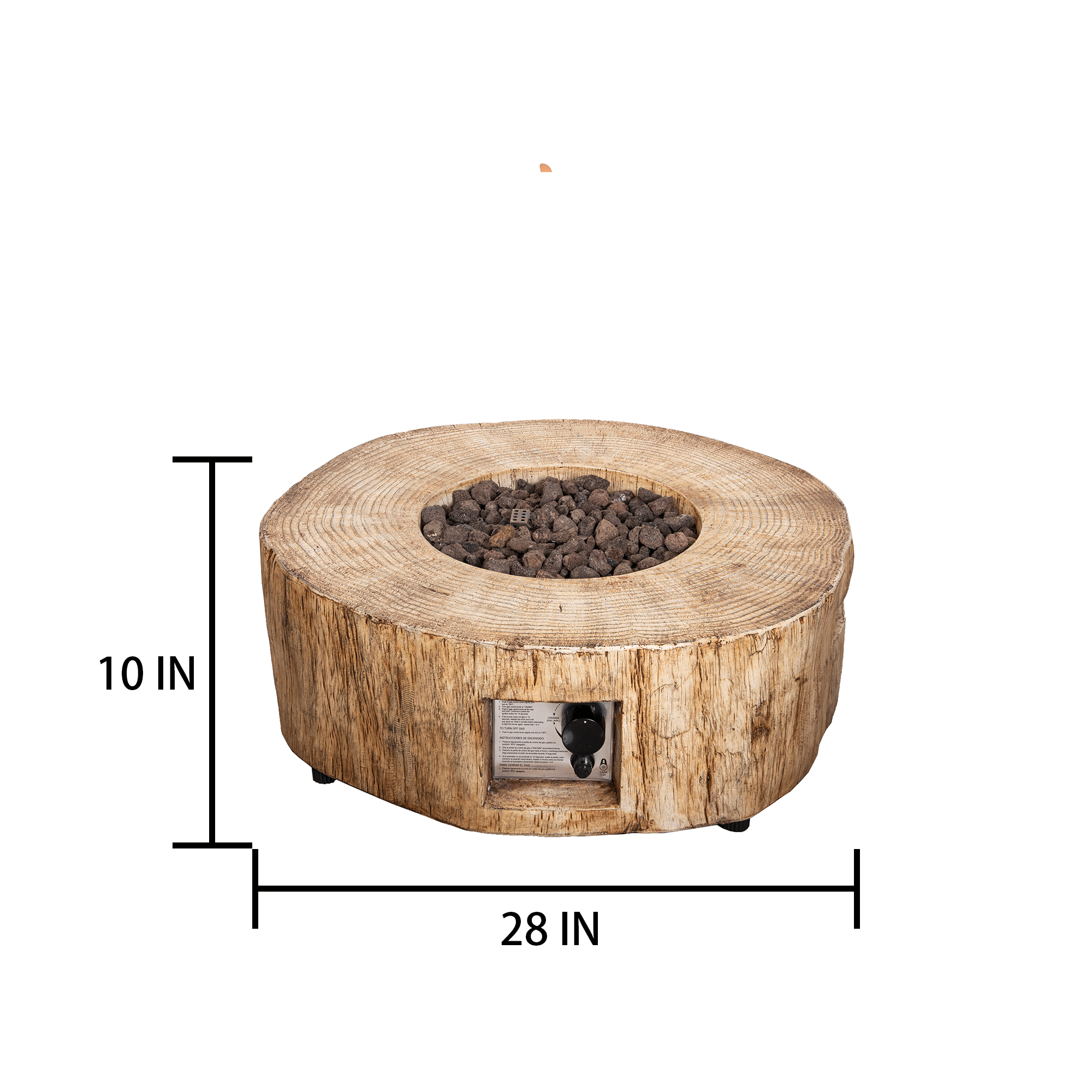 Round Faux Stone Outdoor Fire Pit with Rain Cover