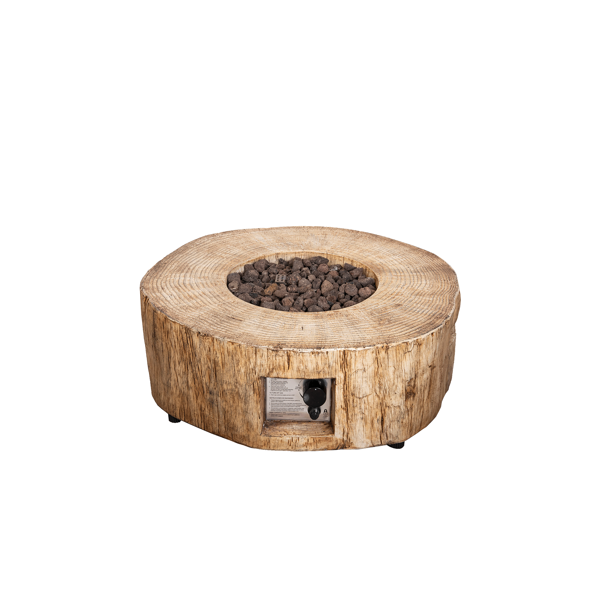 Round Faux Stone Outdoor Fire Pit with Rain Cover