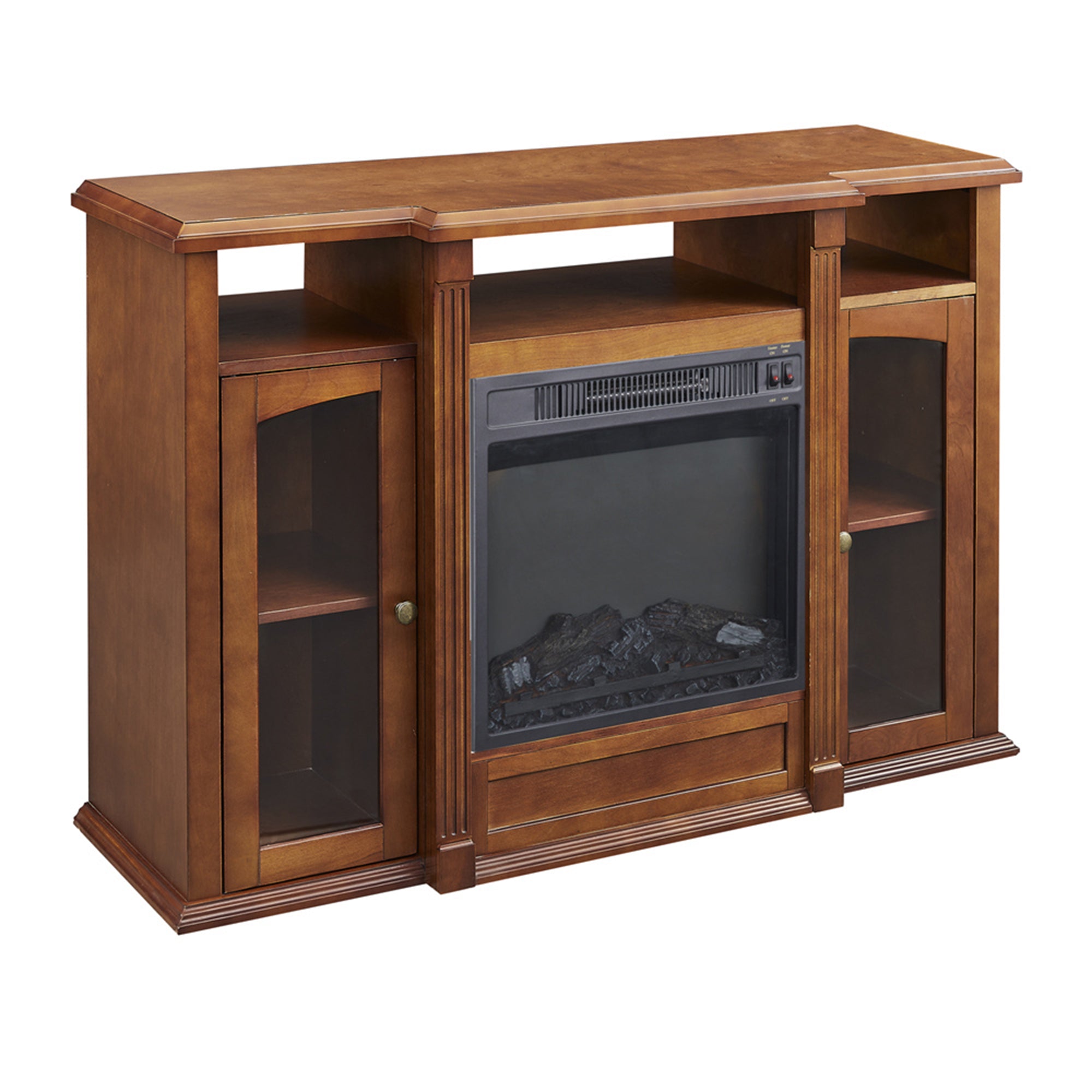 45-inch Freestanding Electric Fireplace with Storage Space