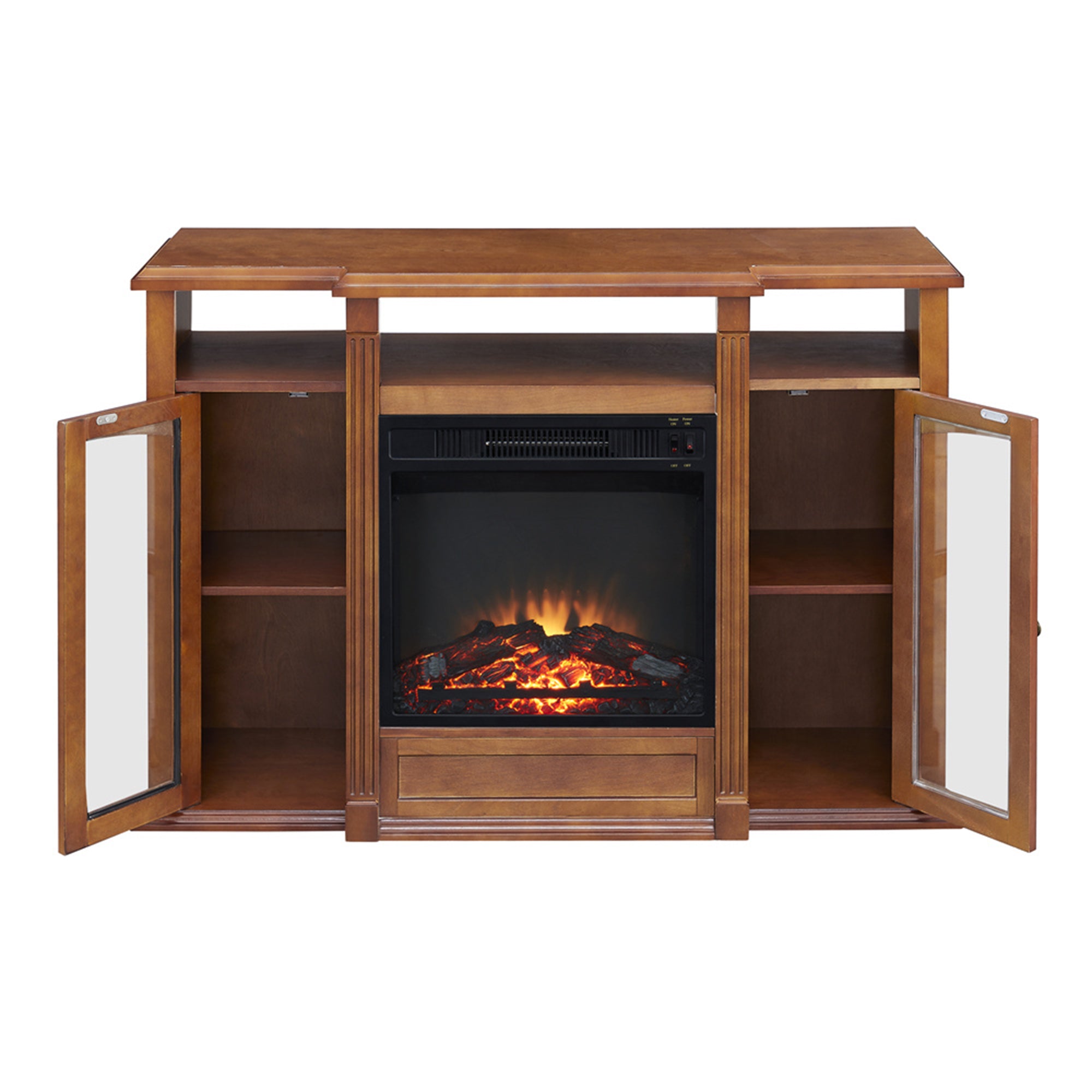 45-inch Freestanding Electric Fireplace with Storage Space