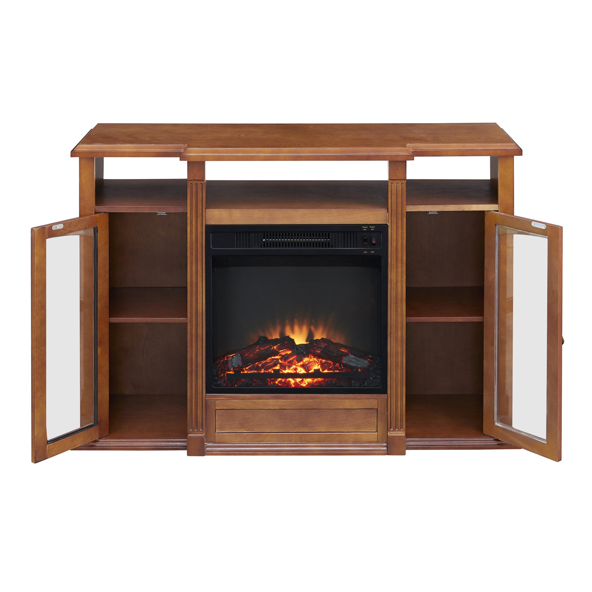 45-inch Freestanding Electric Fireplace with Storage Space