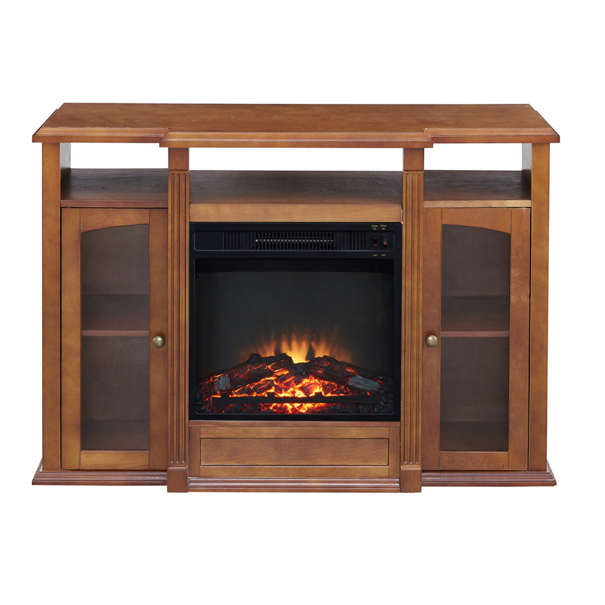 45-inch Freestanding Electric Fireplace with Storage Space