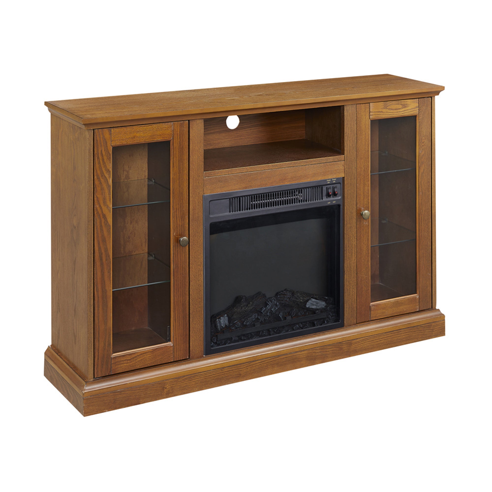 46-inch Freestanding Electric Fireplace with Storage Space