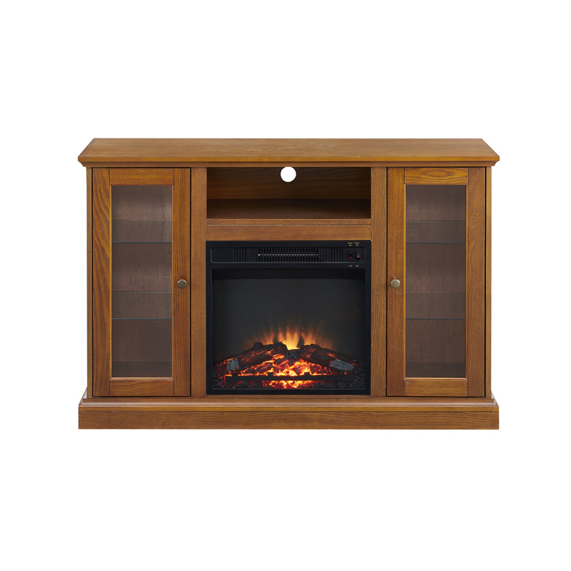 46-inch Freestanding Electric Fireplace with Storage Space