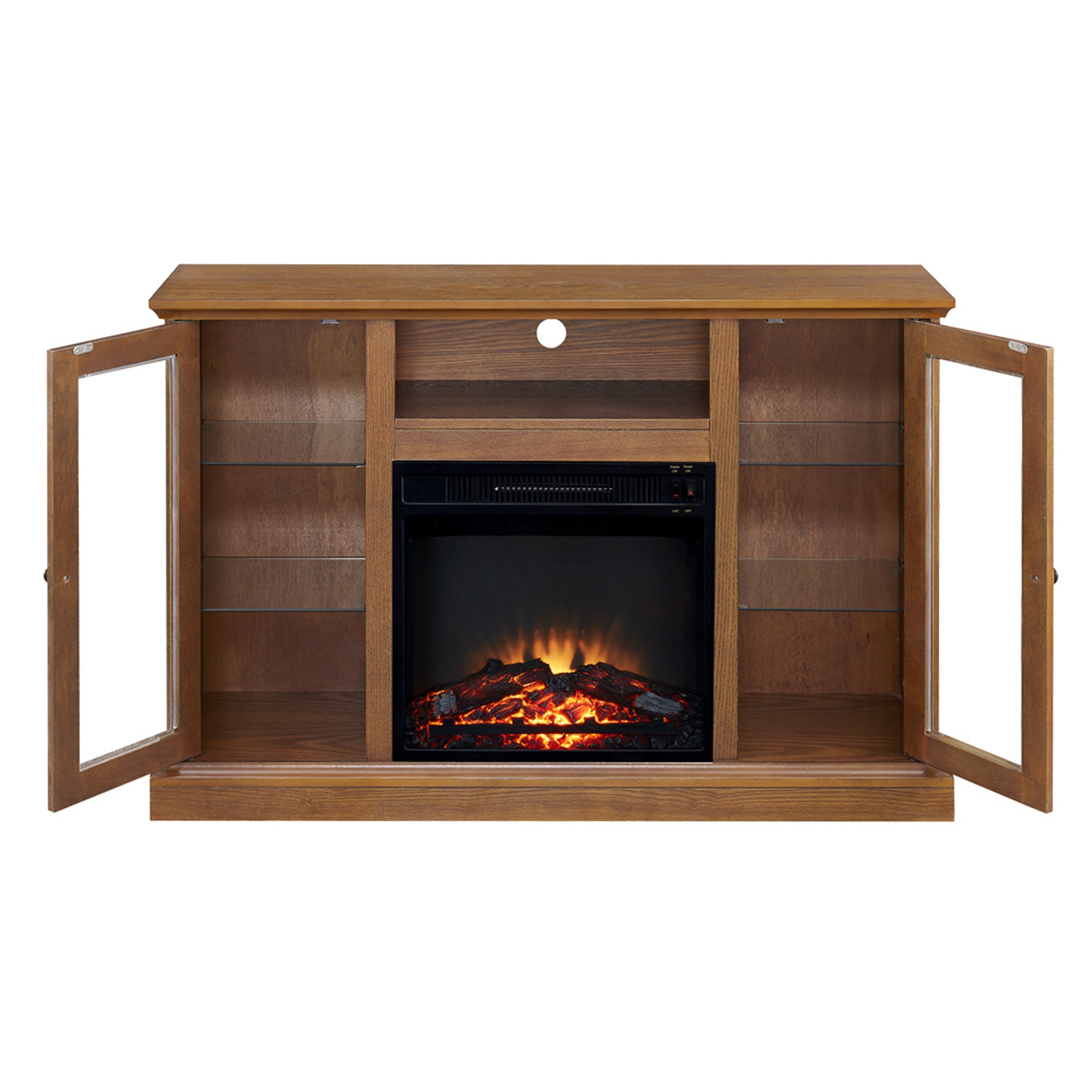 46-inch Freestanding Electric Fireplace with Storage Space