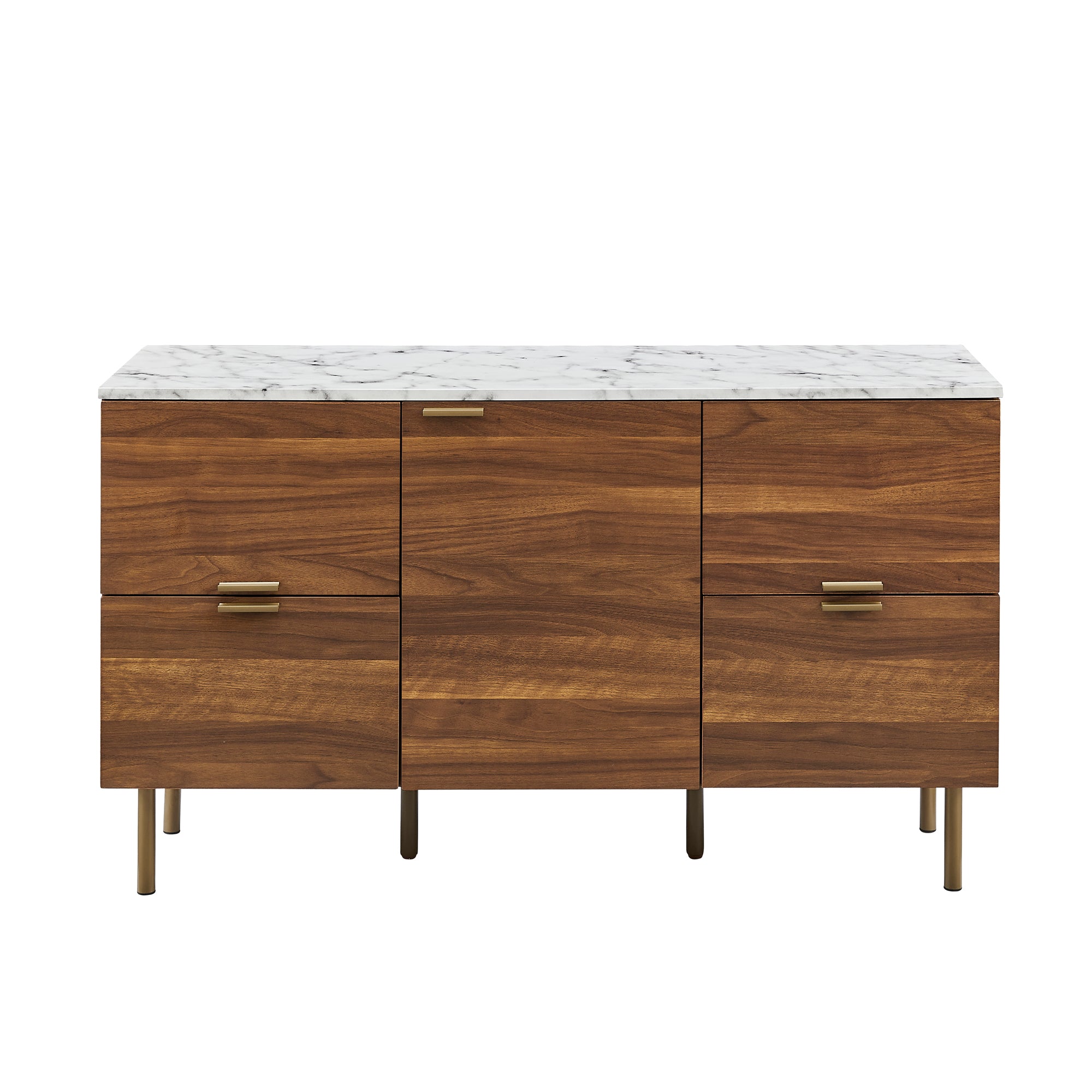 48" Wide Wood 4 Drawers Storage Sideboard  with Shelves