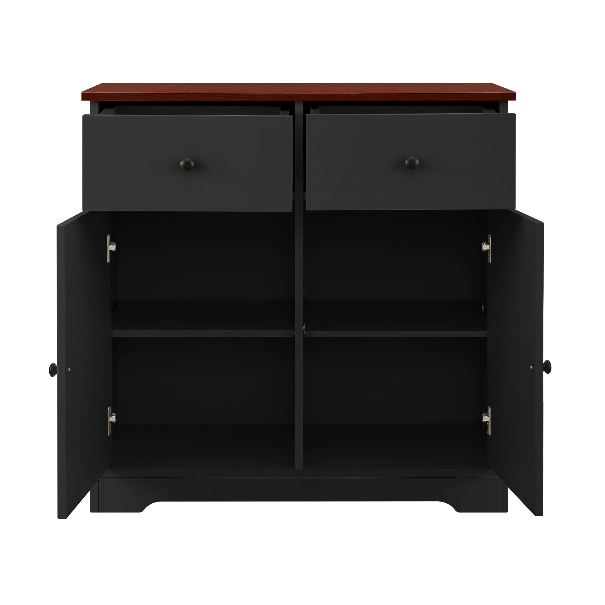 32" Wide Wood 2 Drawers Sideboard with Interior Shelves