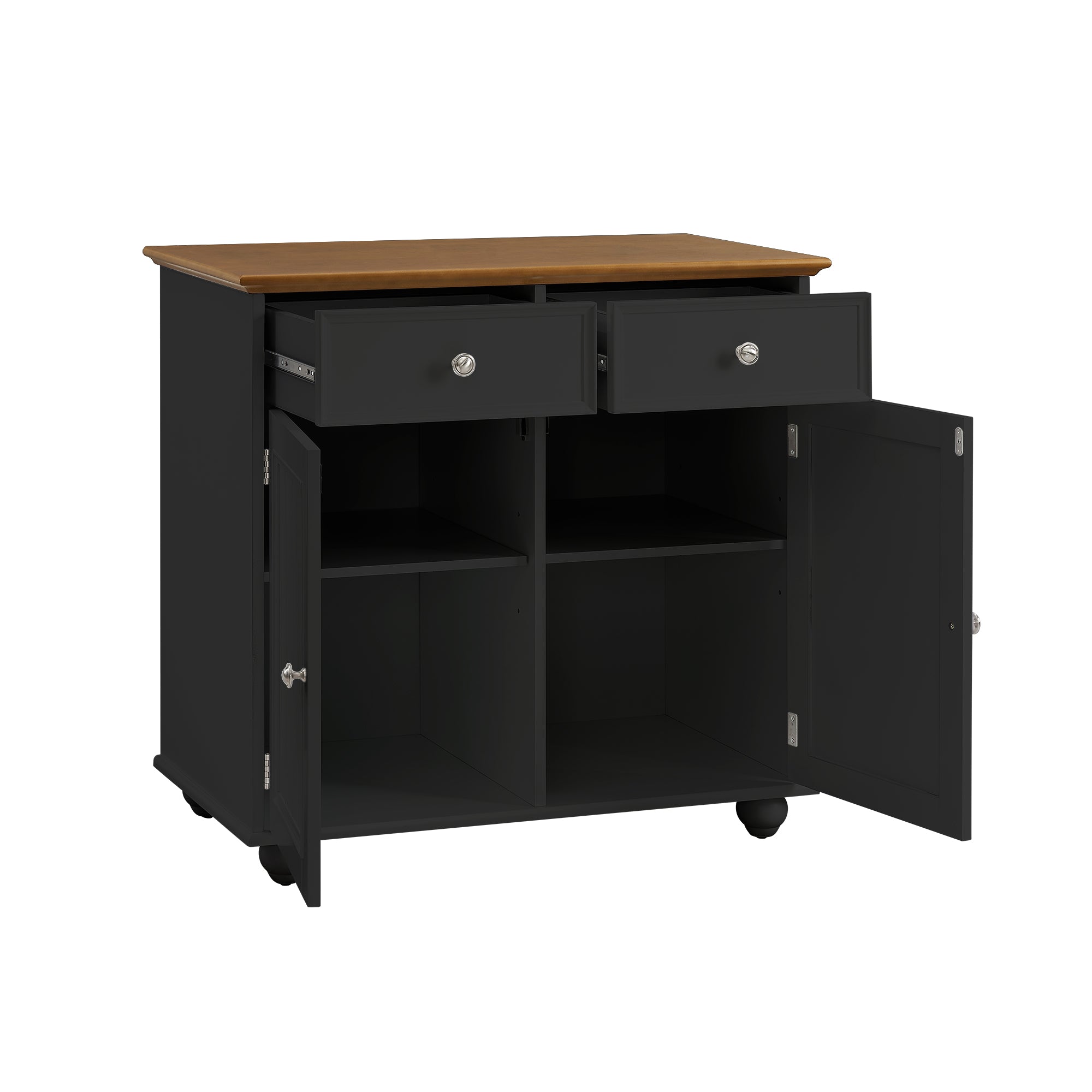 32" Wide Wood 2 Drawers Storage Sideboard with Adjustable Shelves