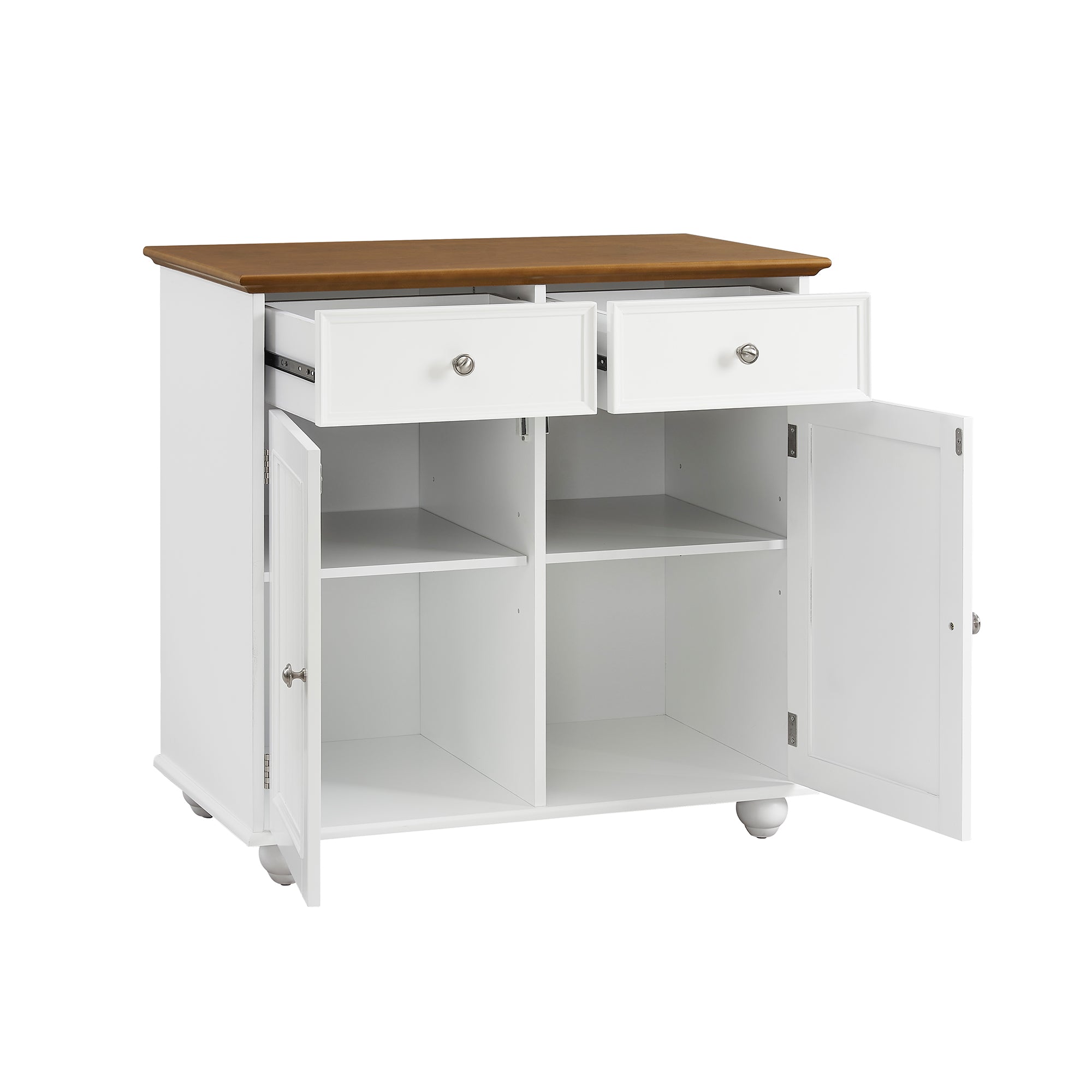 32" Wide Wood 2 Drawers Storage Sideboard with Adjustable Shelves