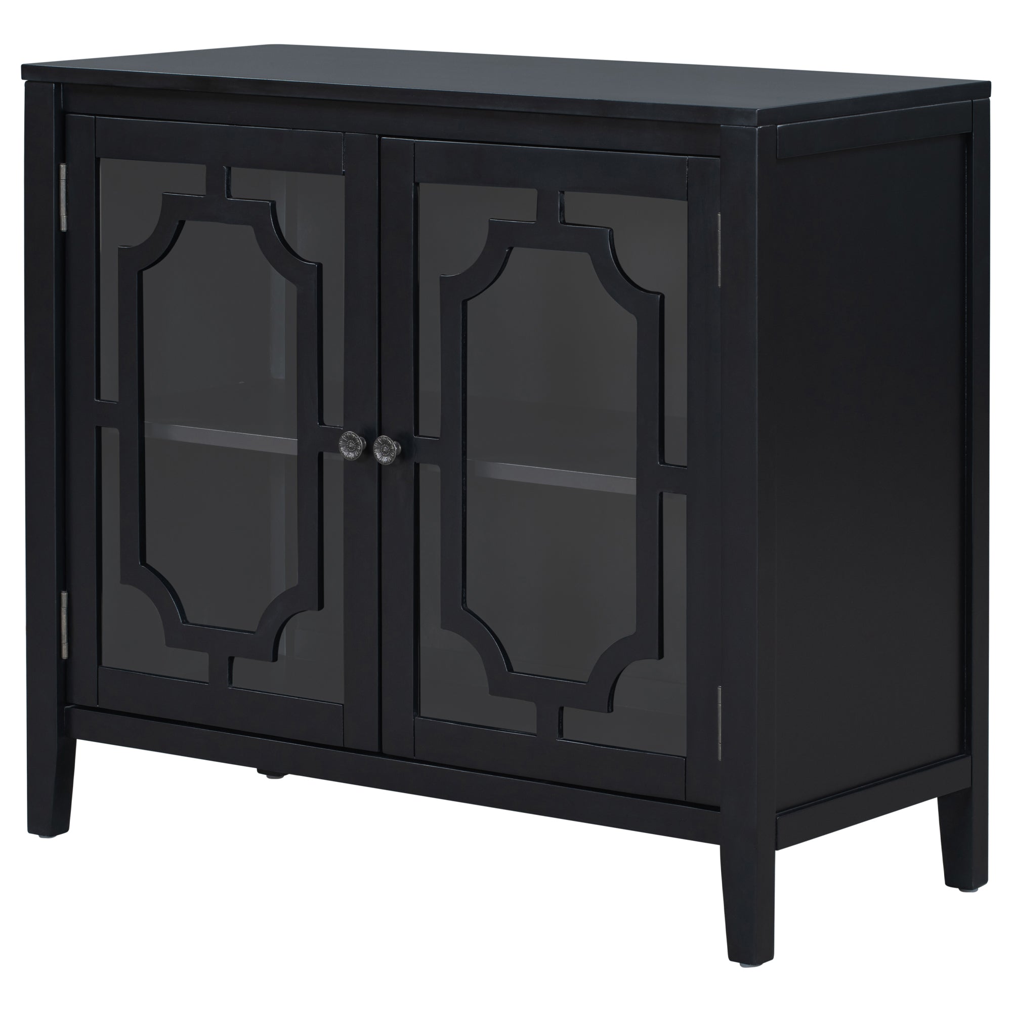 Wood Double Glass Door Accent Cabinet