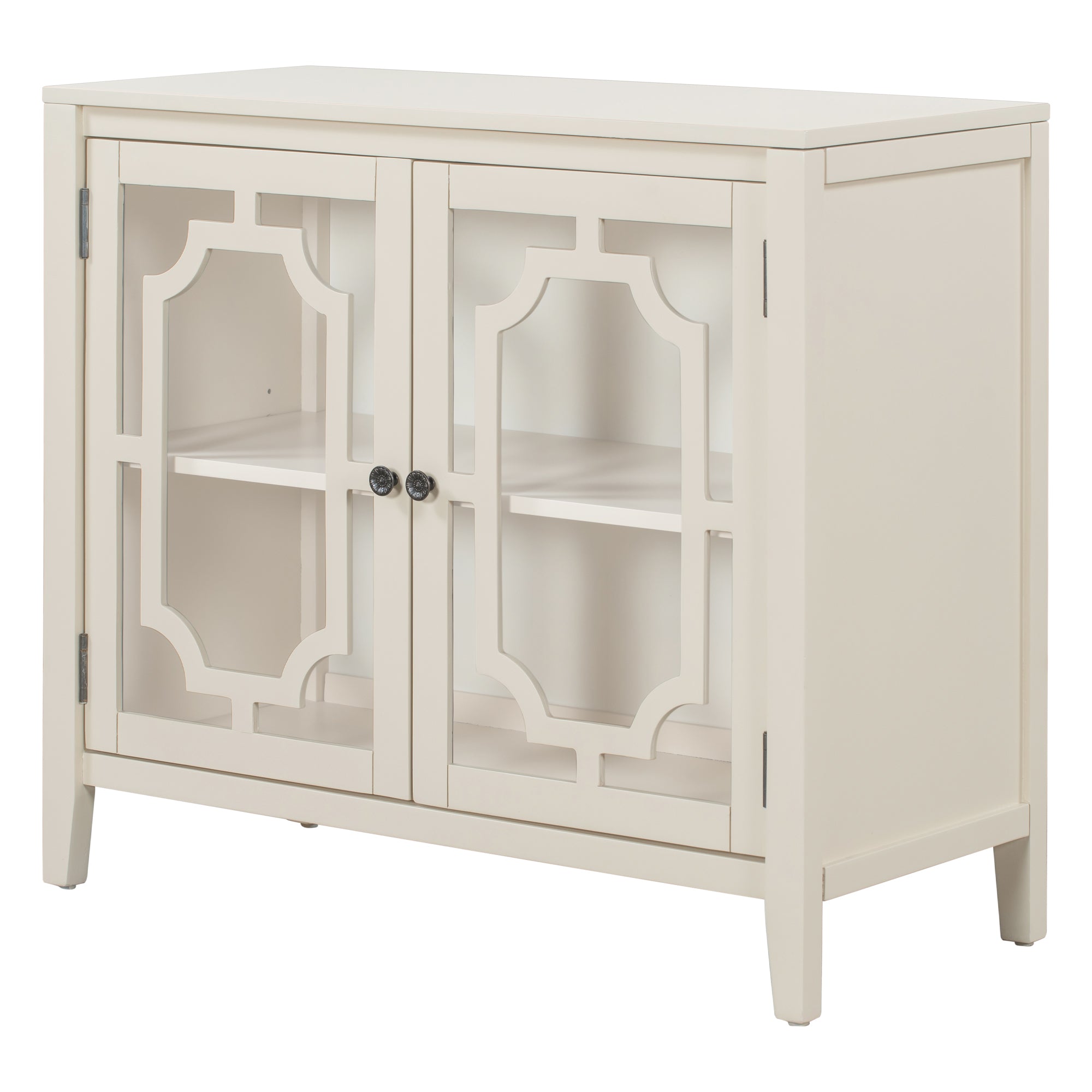 Wood Double Glass Door Accent Cabinet