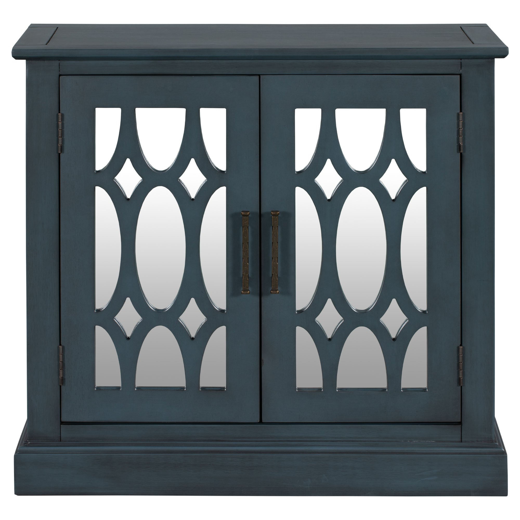 Wood Double Decorative Mirror Door Accent Cabinet