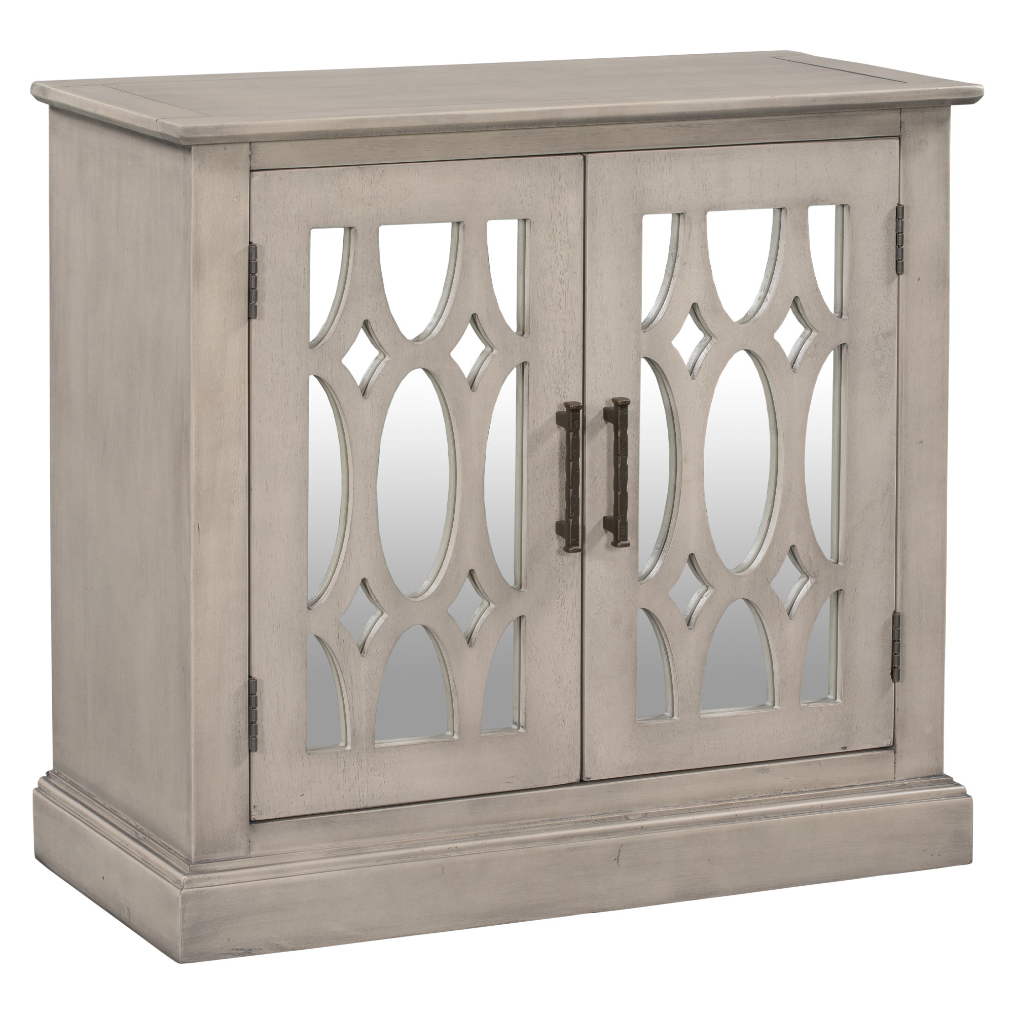 Wood Double Decorative Mirror Door Accent Cabinet