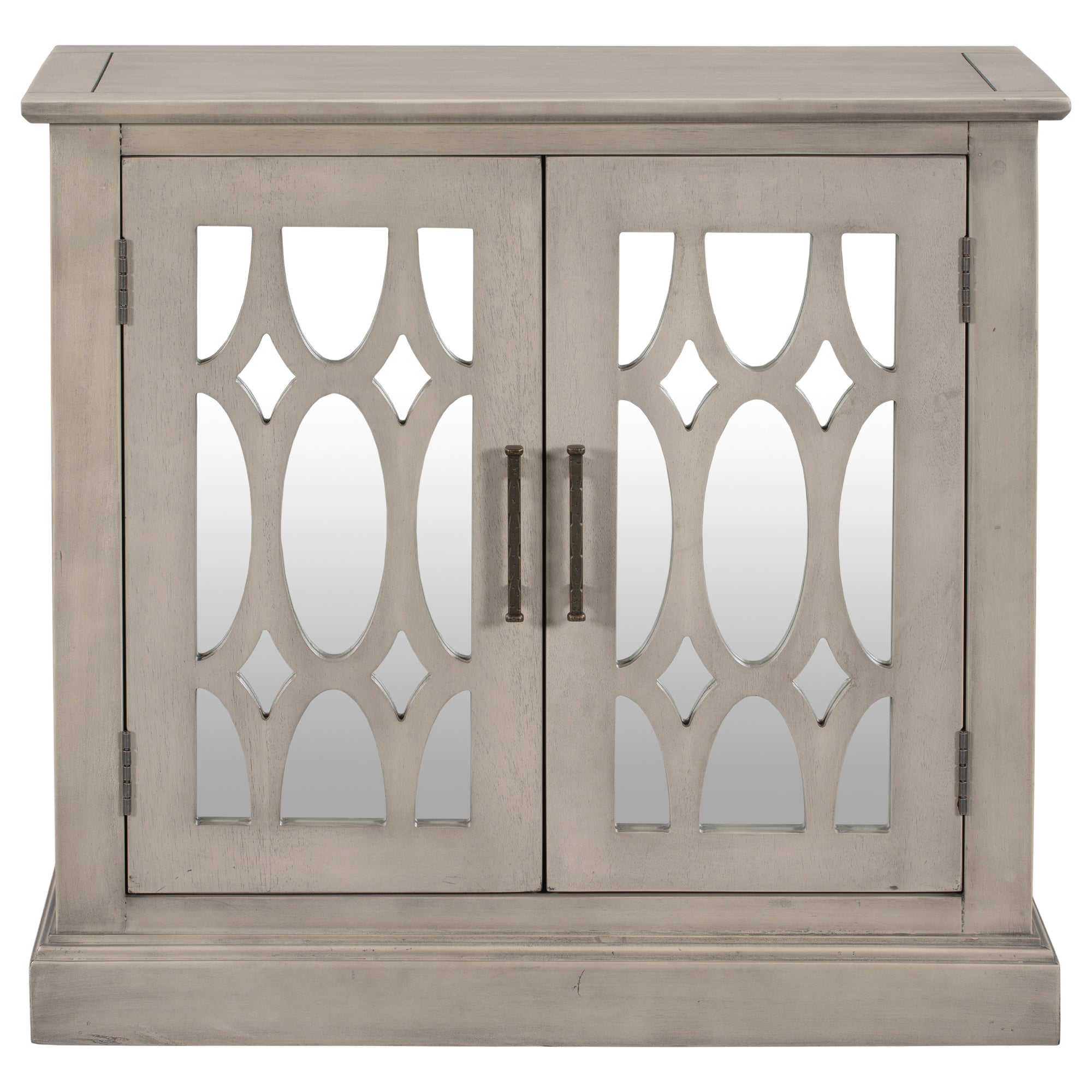 Wood Double Decorative Mirror Door Accent Cabinet