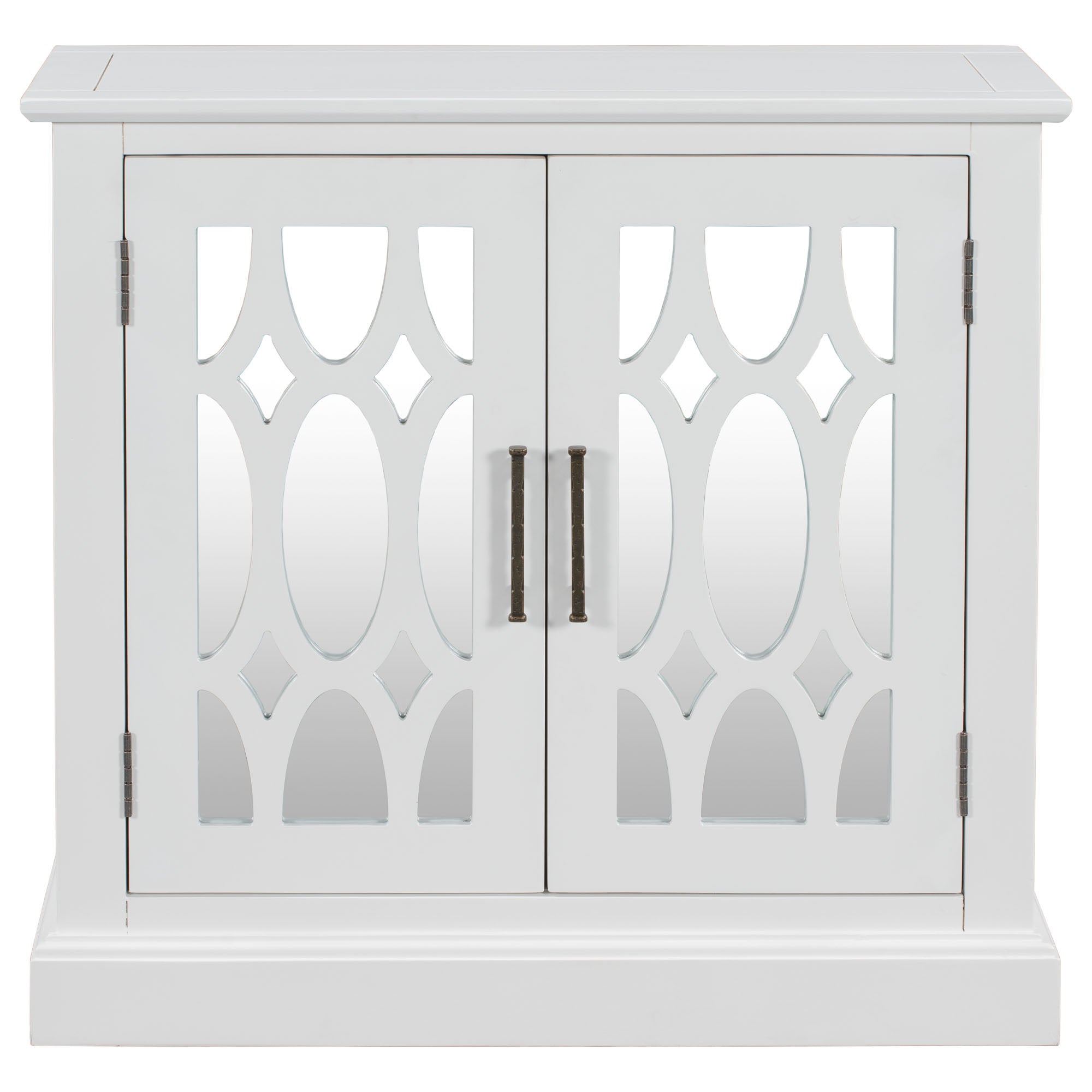 Wood Double Decorative Mirror Door Accent Cabinet