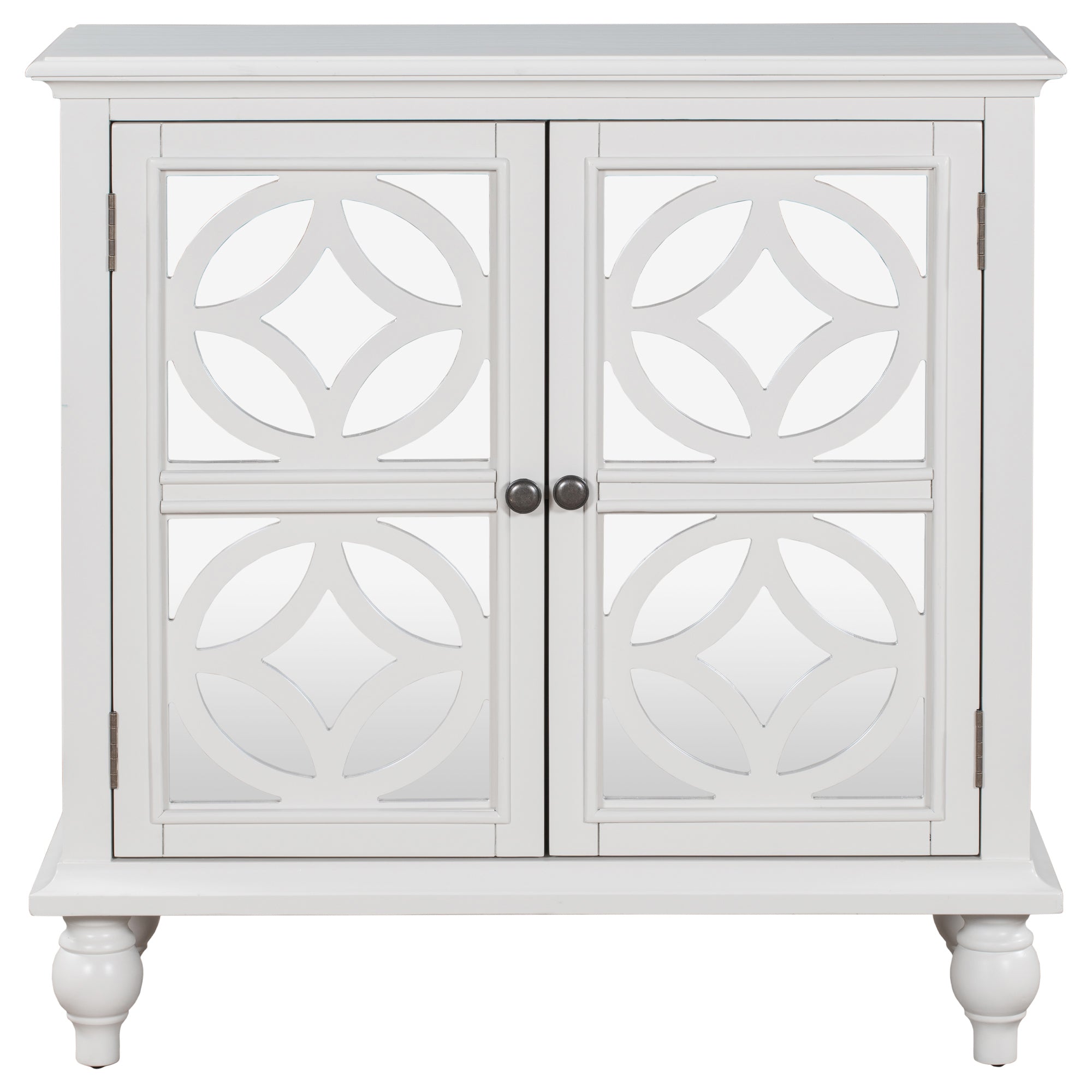 Wood Double Mirrored Door Accent Cabinet with Adjustable Shelf